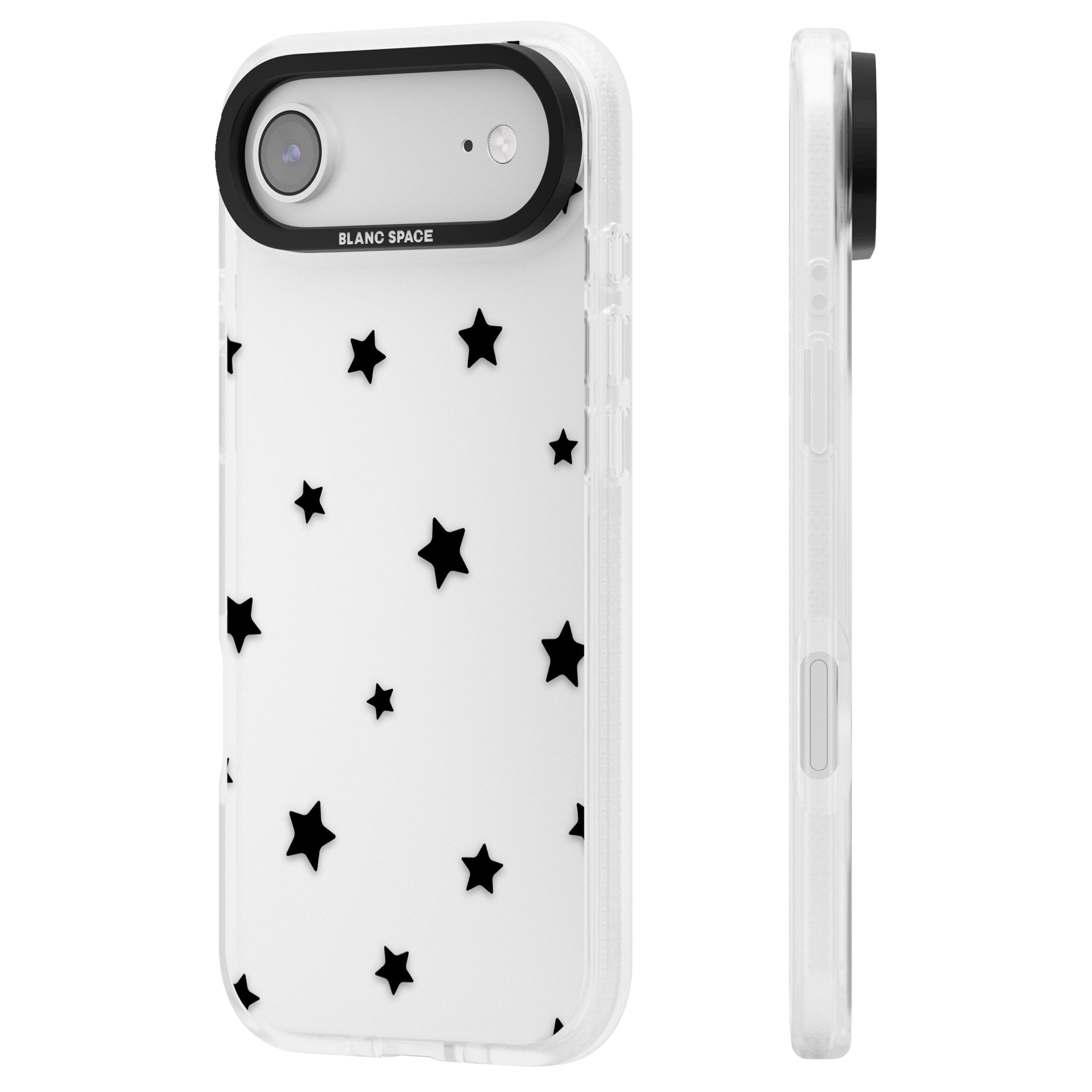 Starry Night Black Stars iPhone 17 Air Impact Air Clear Phone Case Side Profile