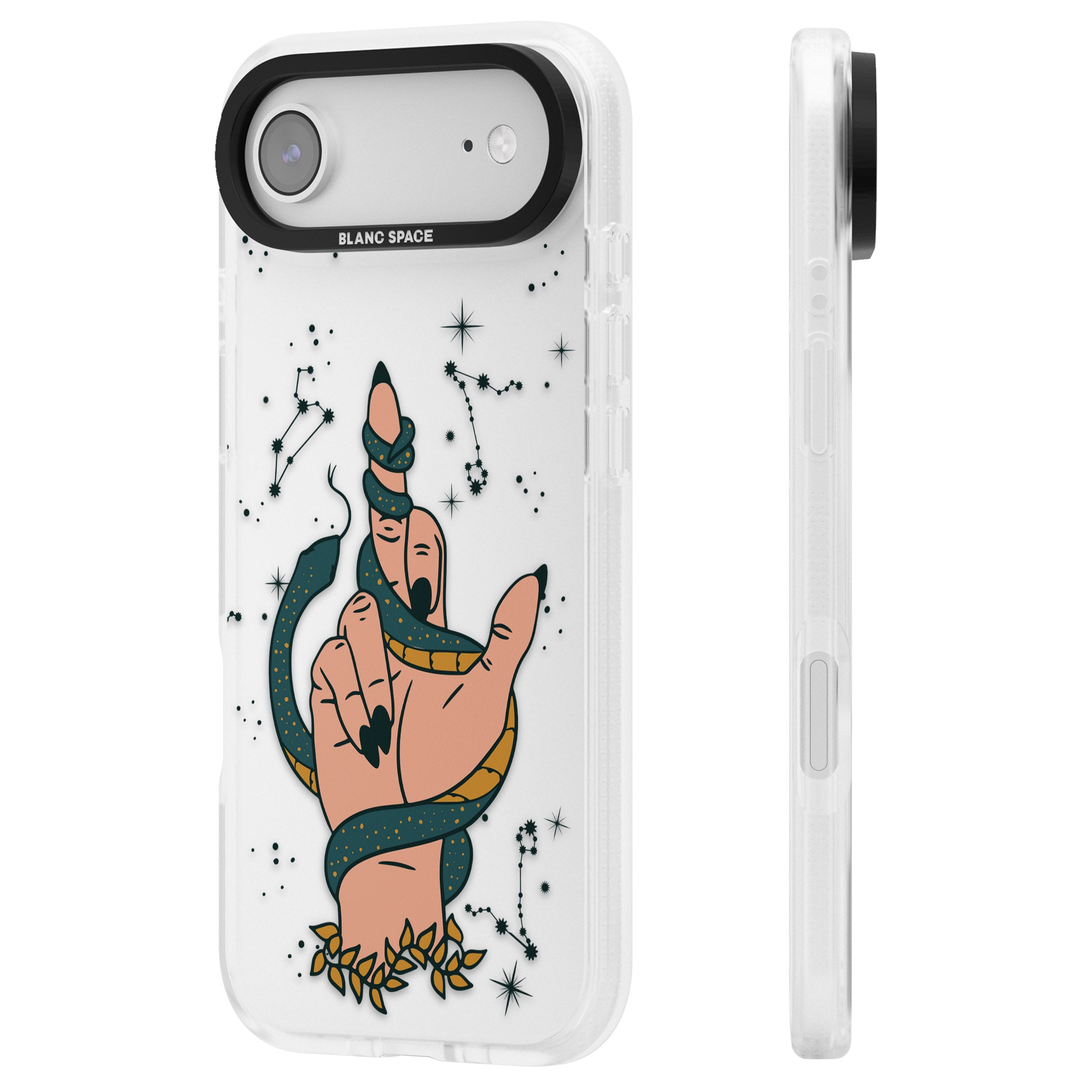 Snakes, Stars And Cynicism iPhone 17 Air Impact Air Clear Phone Case Side Profile
