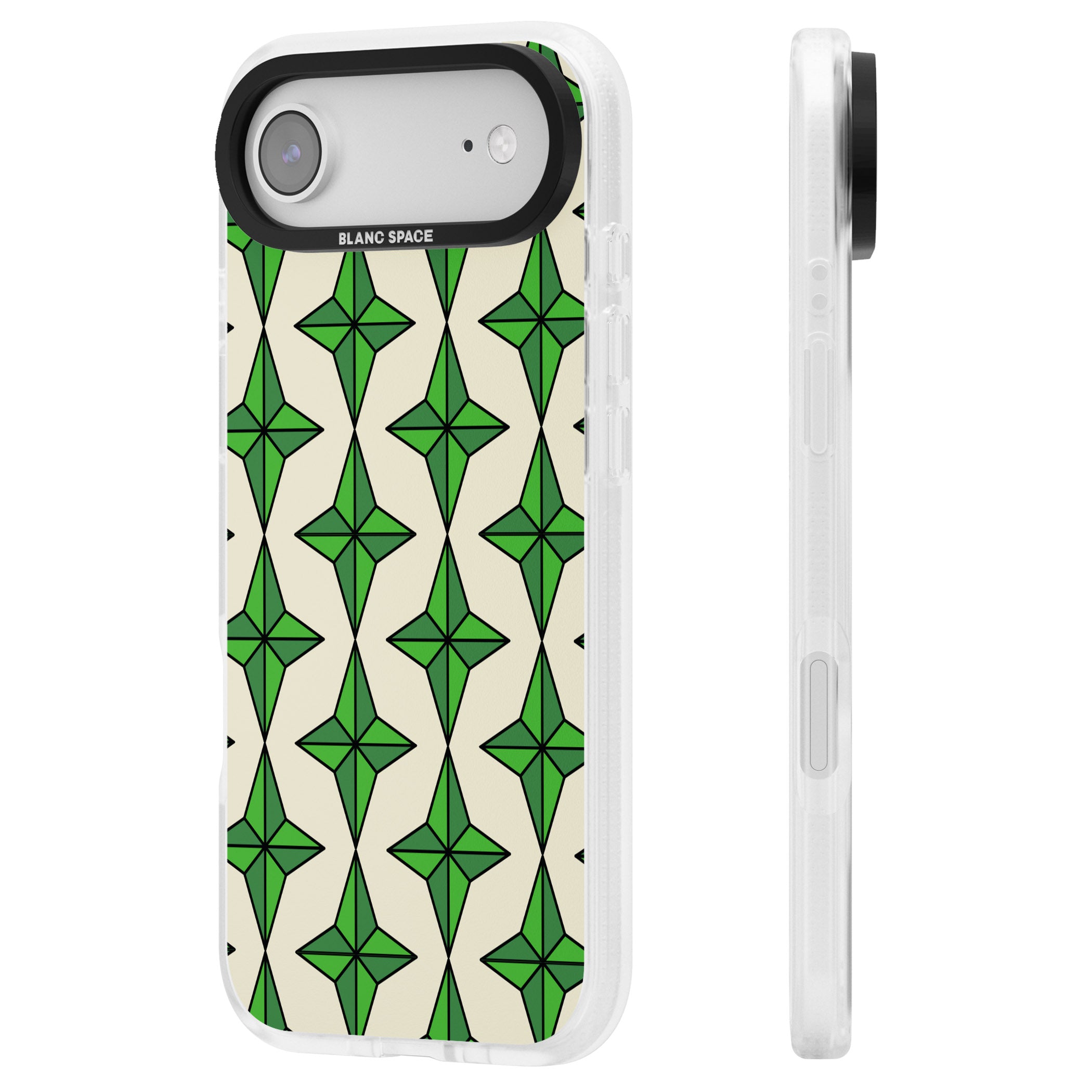 Emerald Stars Pattern iPhone 17 Air Impact Air Clear Phone Case Side Profile