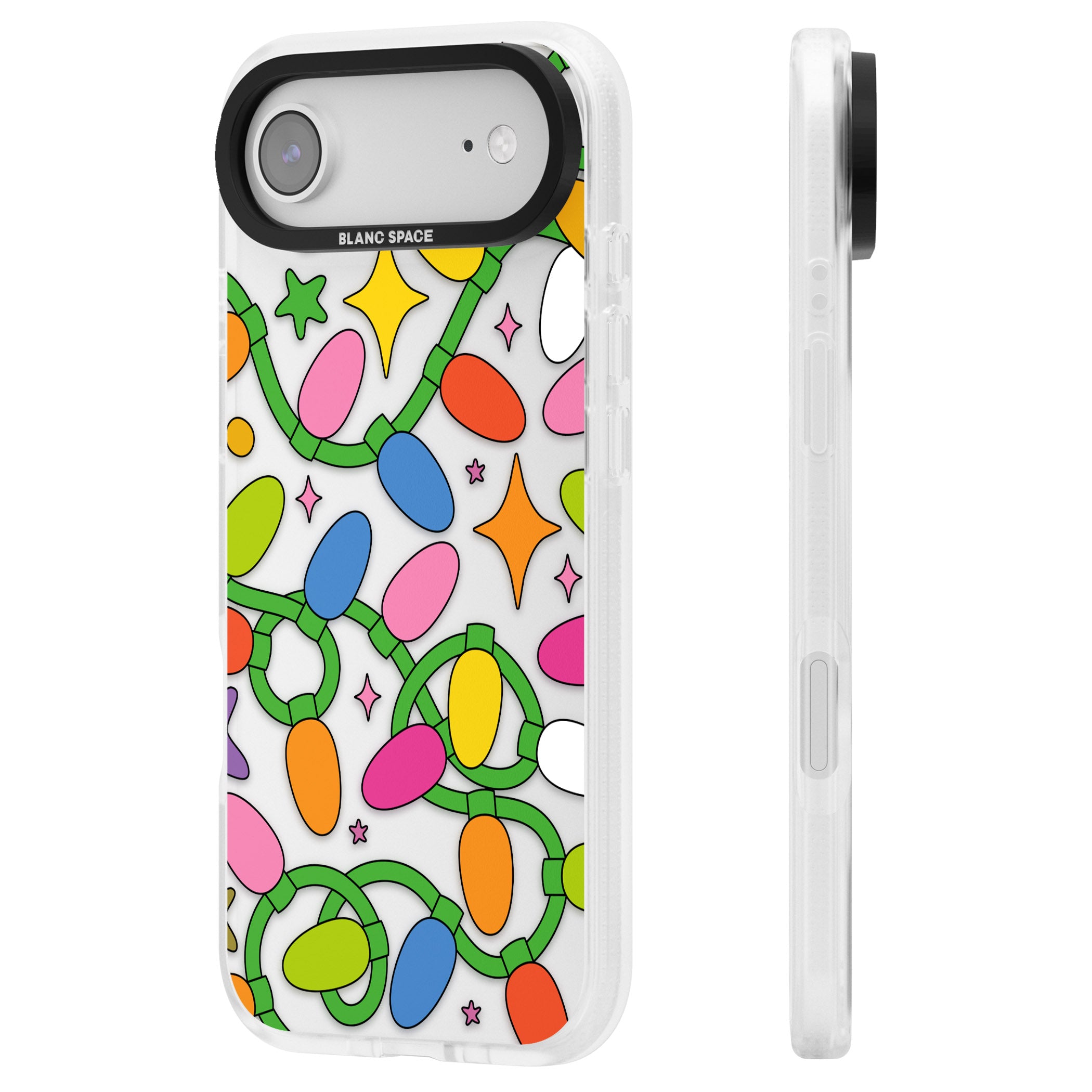 Festive Lights Pattern iPhone 17 Air Impact Air Clear Phone Case Side Profile