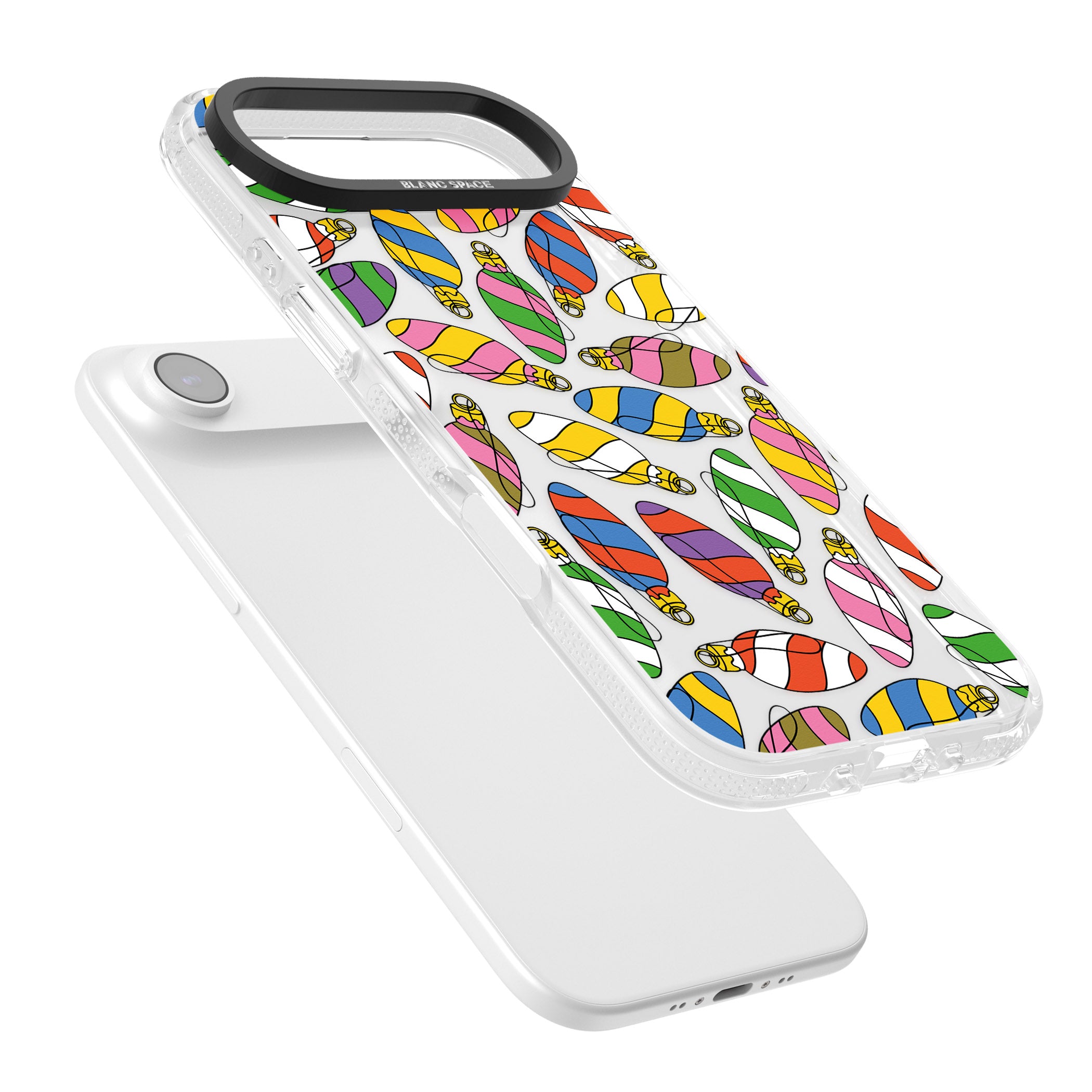 Colourful Holiday Ornaments iPhone 17 Air Impact Air Clear Phone Case Colours