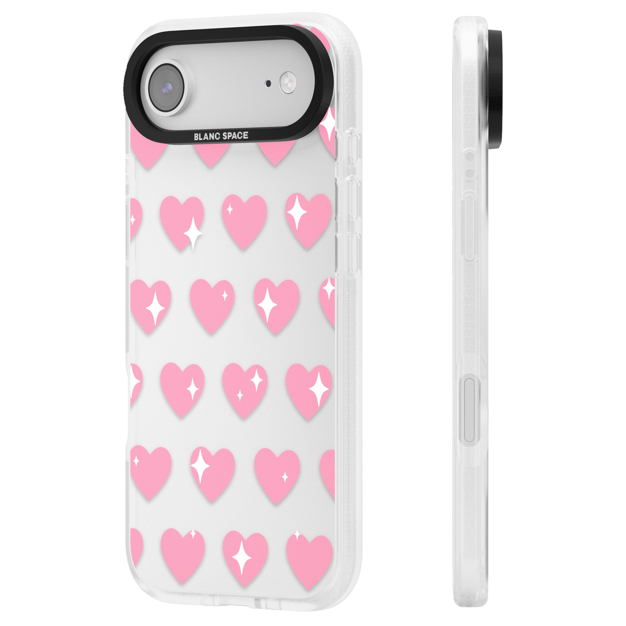 Sweet Hearts iPhone 17 Air Impact Air Clear Phone Case Side Profile