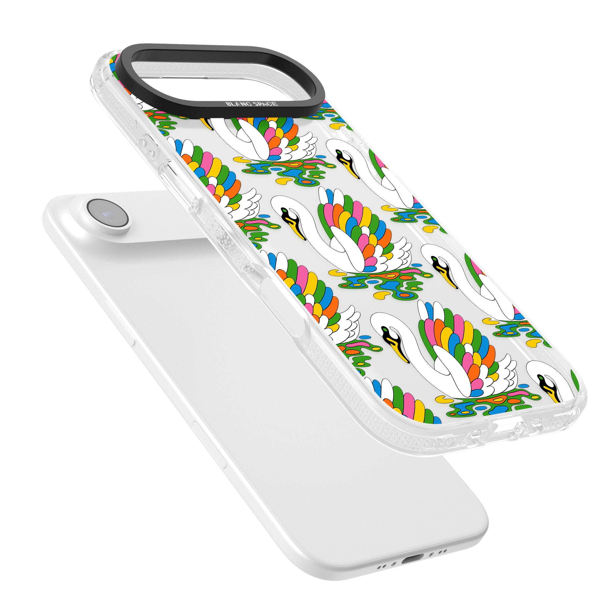 Colourful Swan Pattern iPhone 17 Air Impact Air Clear Phone Case Colours