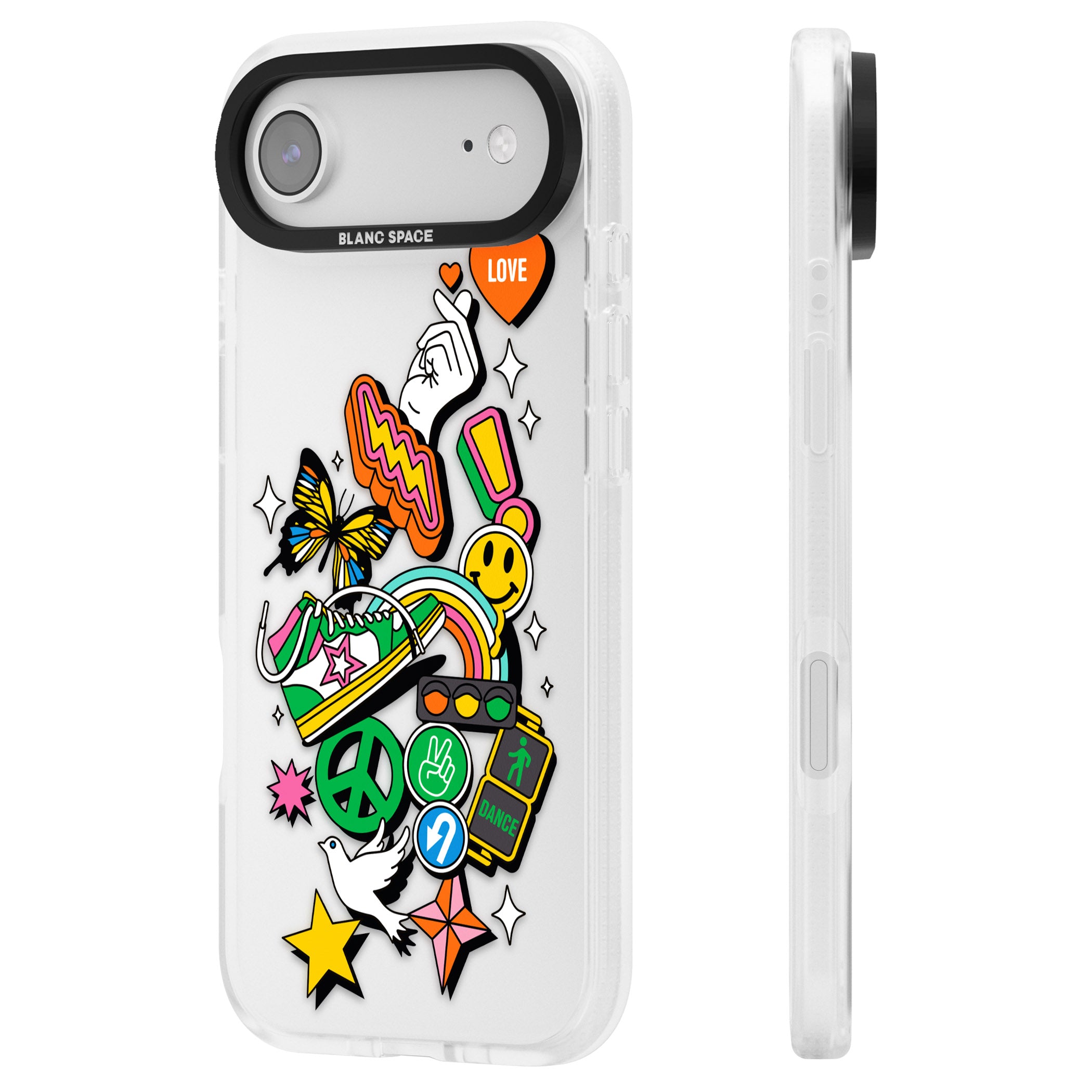Nostalgic Sticker Collage iPhone 17 Air Impact Air Clear Phone Case Side Profile