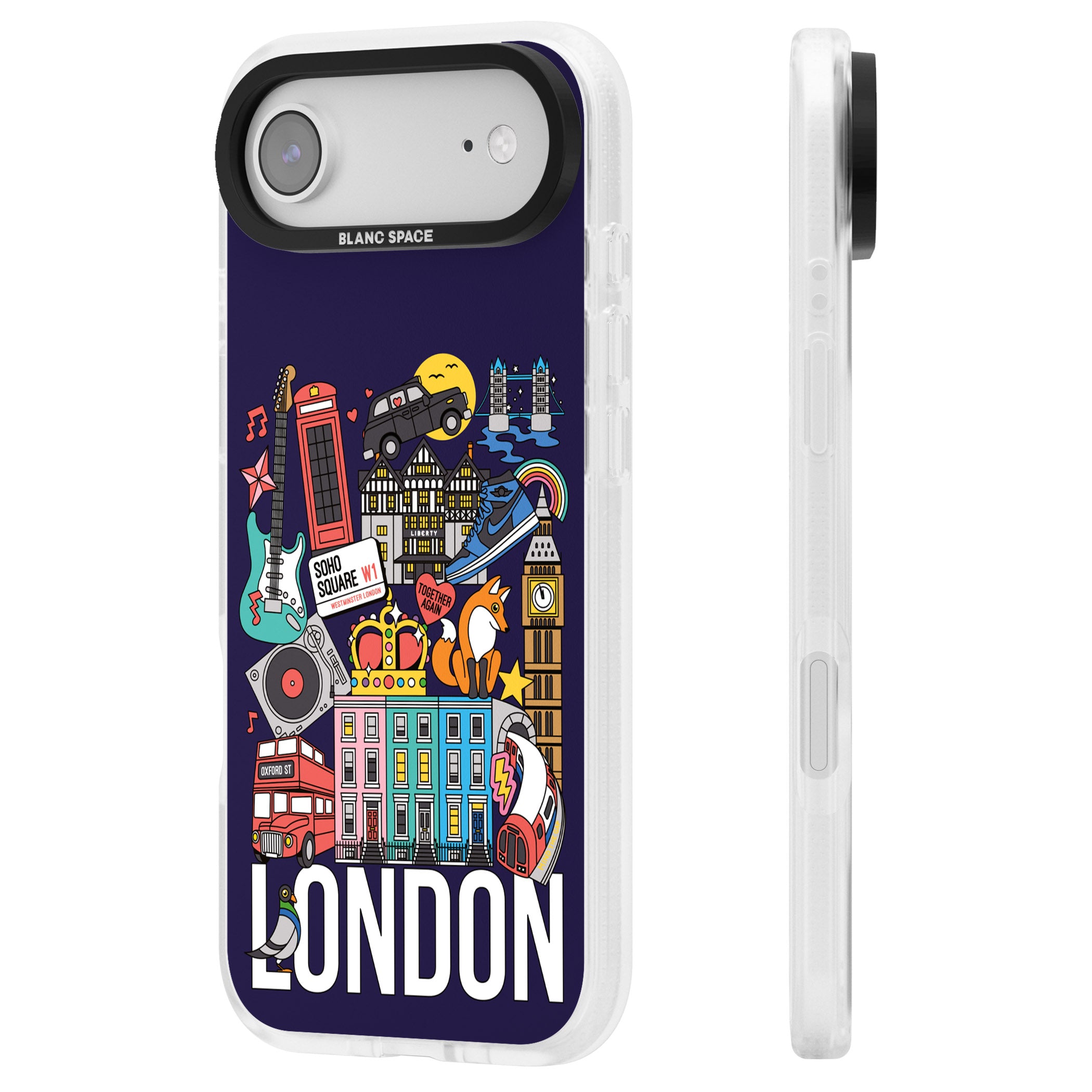 London Calling iPhone 17 Air Impact Air Clear Phone Case Side Profile