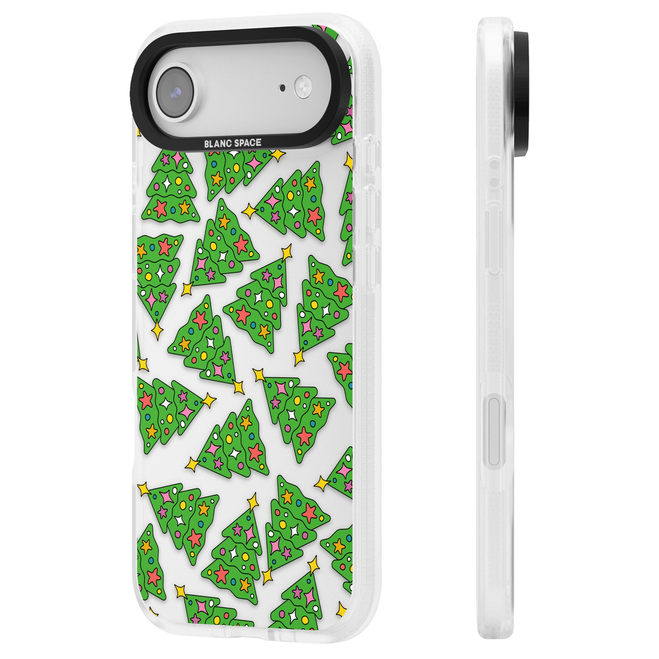 Christmas Tree Pattern iPhone 17 Air Impact Air Clear Phone Case Side Profile