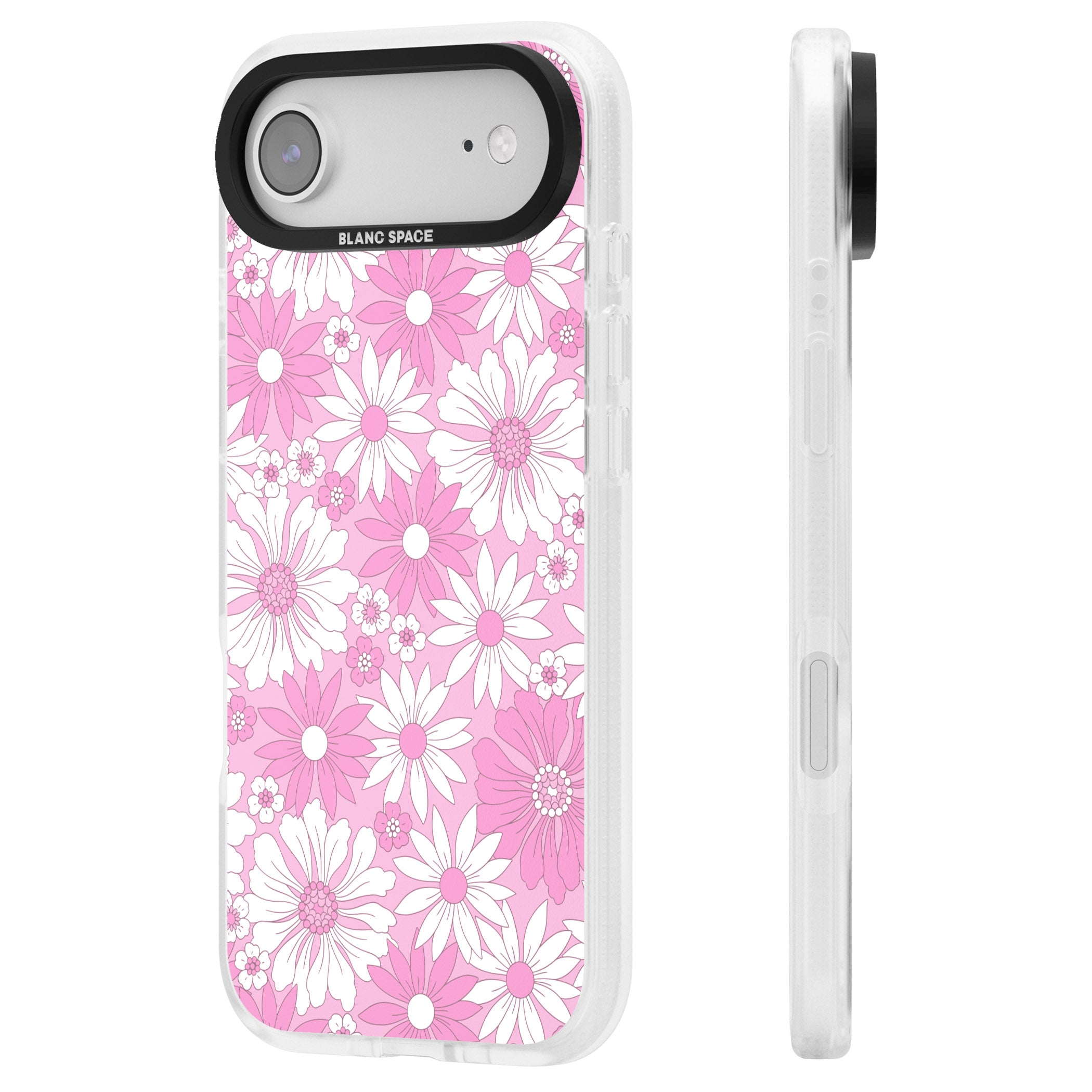 Pink White Flowers iPhone 17 Air Impact Air Clear Phone Case Side Profile