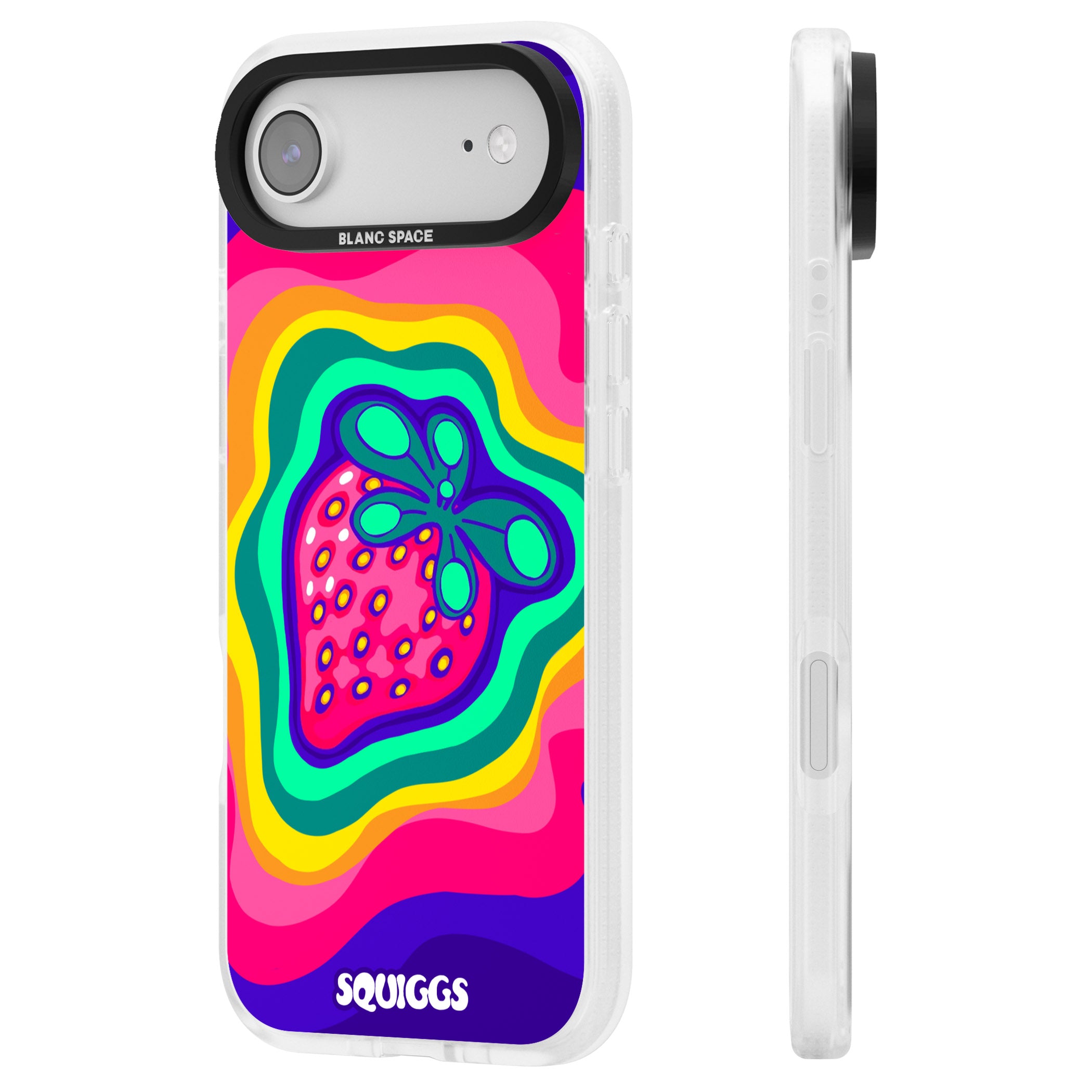 Strawberry Rainbow iPhone 17 Air Impact Air Clear Phone Case Side Profile