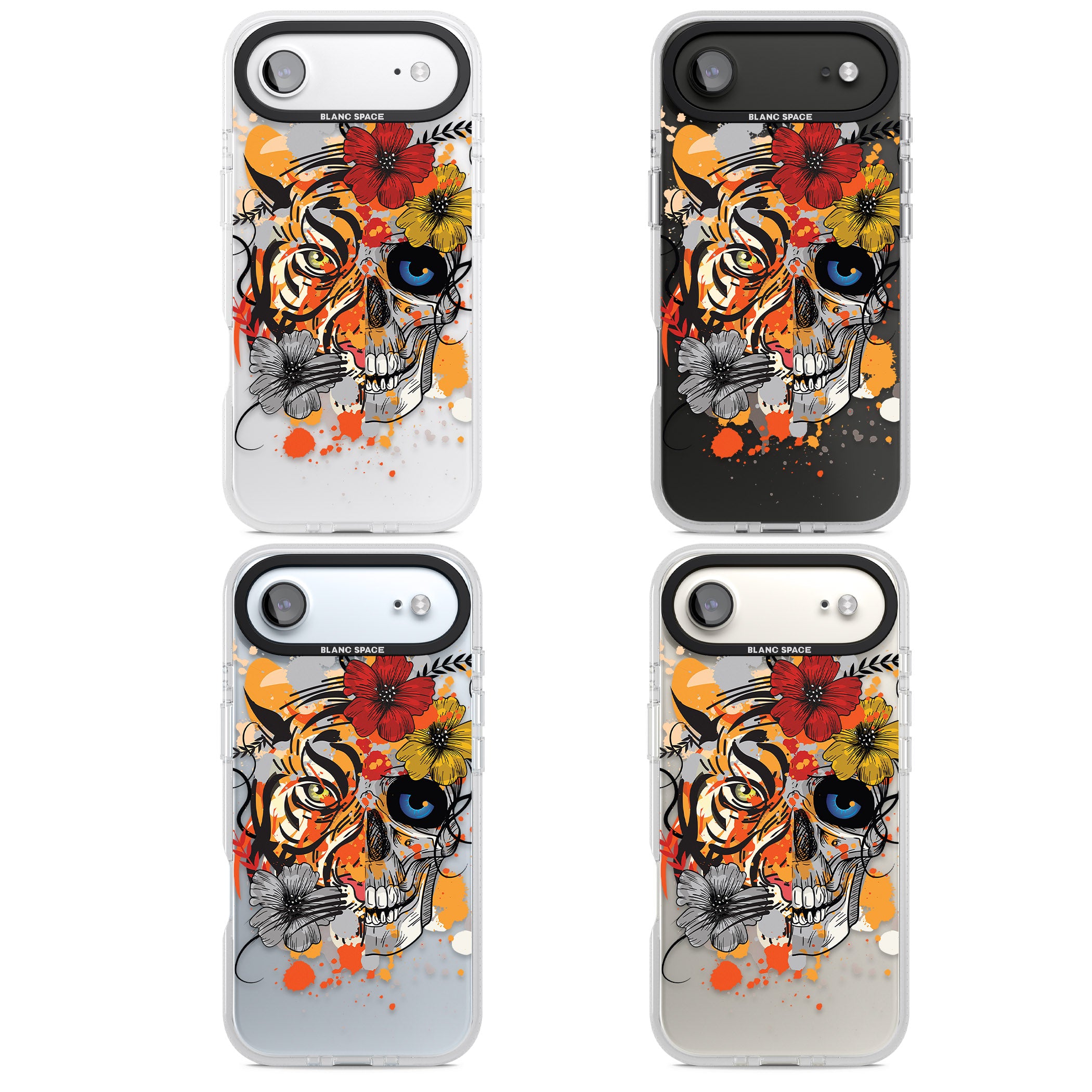 Sugar Skull Tiger Floral iPhone 17 Air Impact Air Clear Phone Case APT Impact Protection