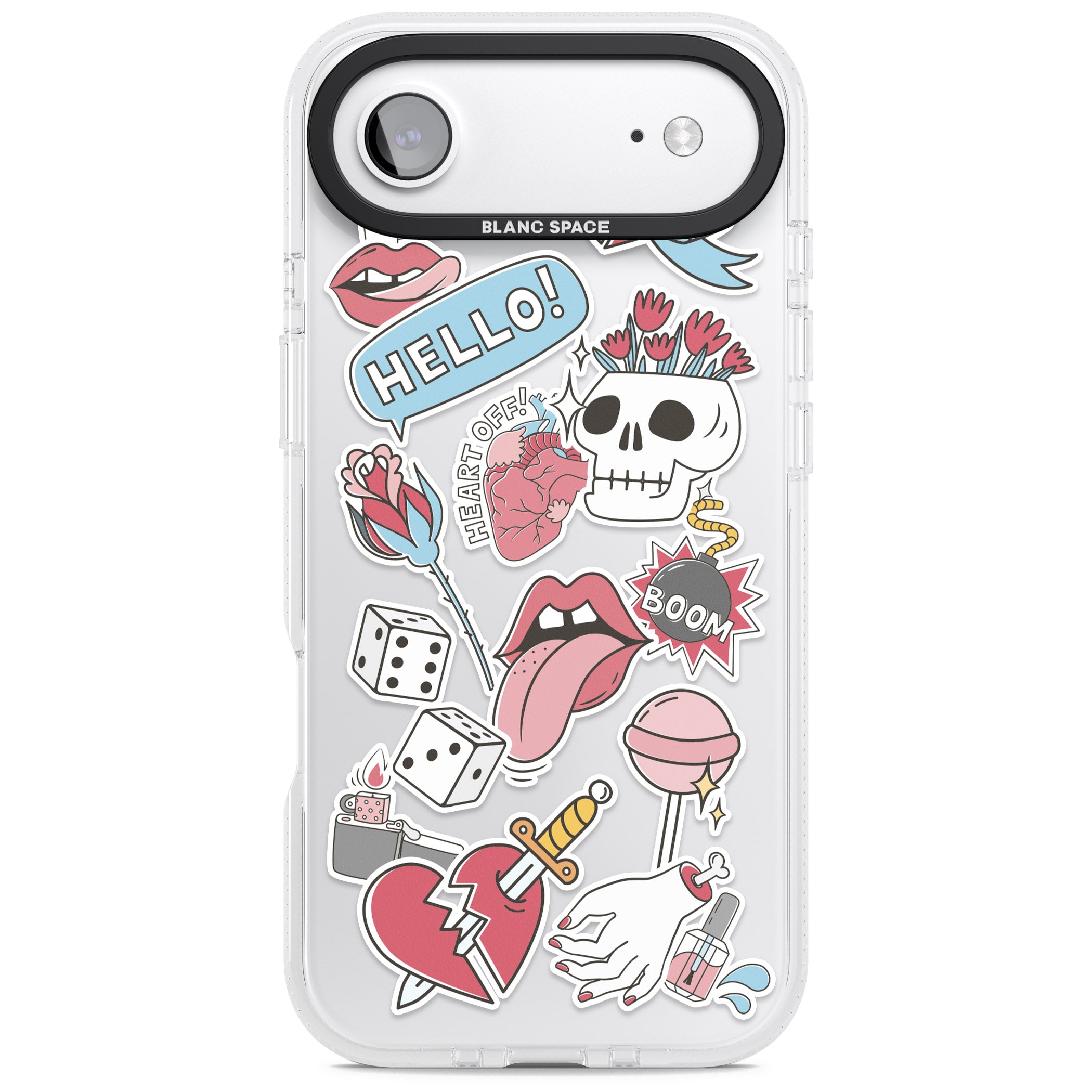 Skull & Flowers Stickers iPhone 17 Air Impact Air Clear Phone Case