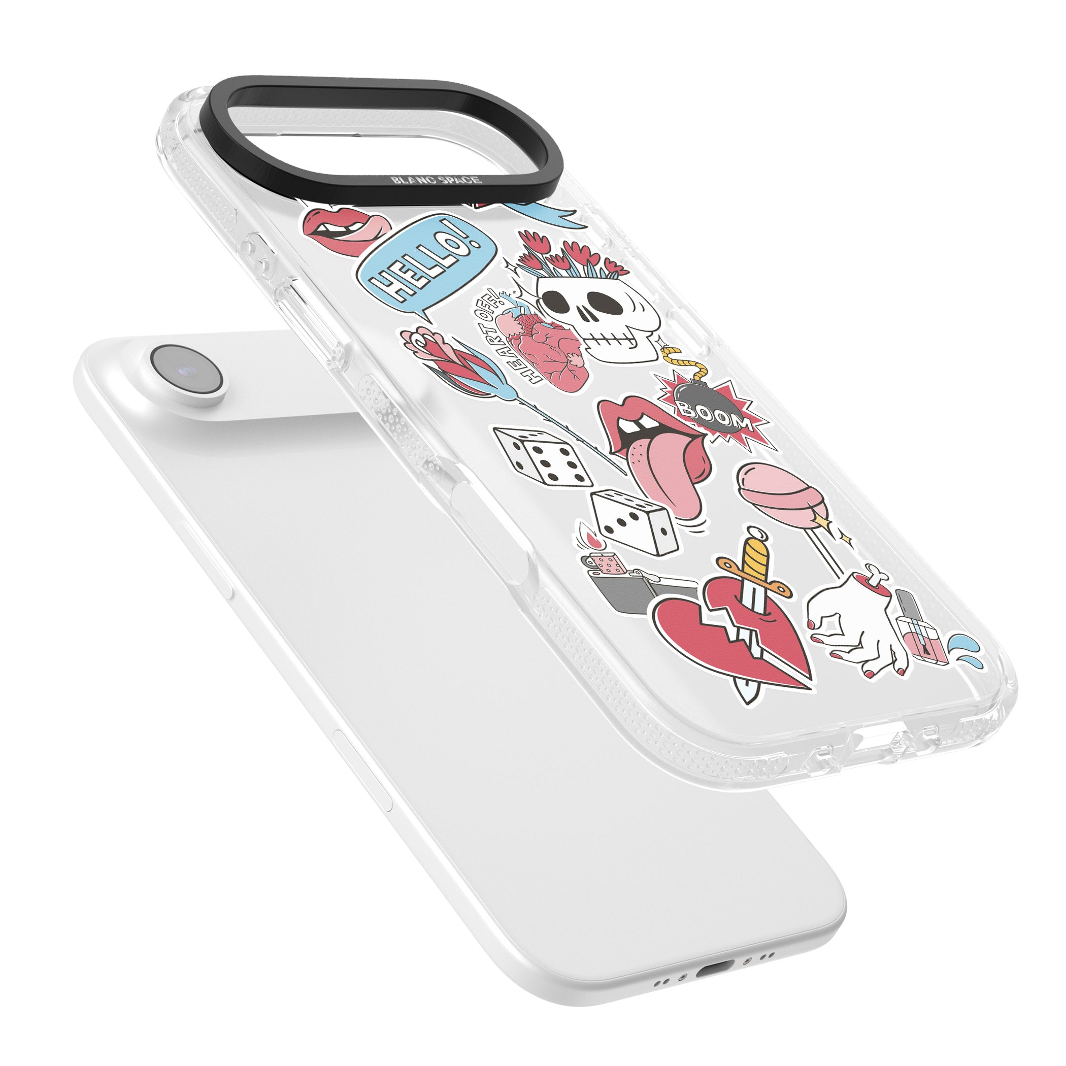 Skull & Flowers Stickers iPhone 17 Air Impact Air Clear Phone Case Colours
