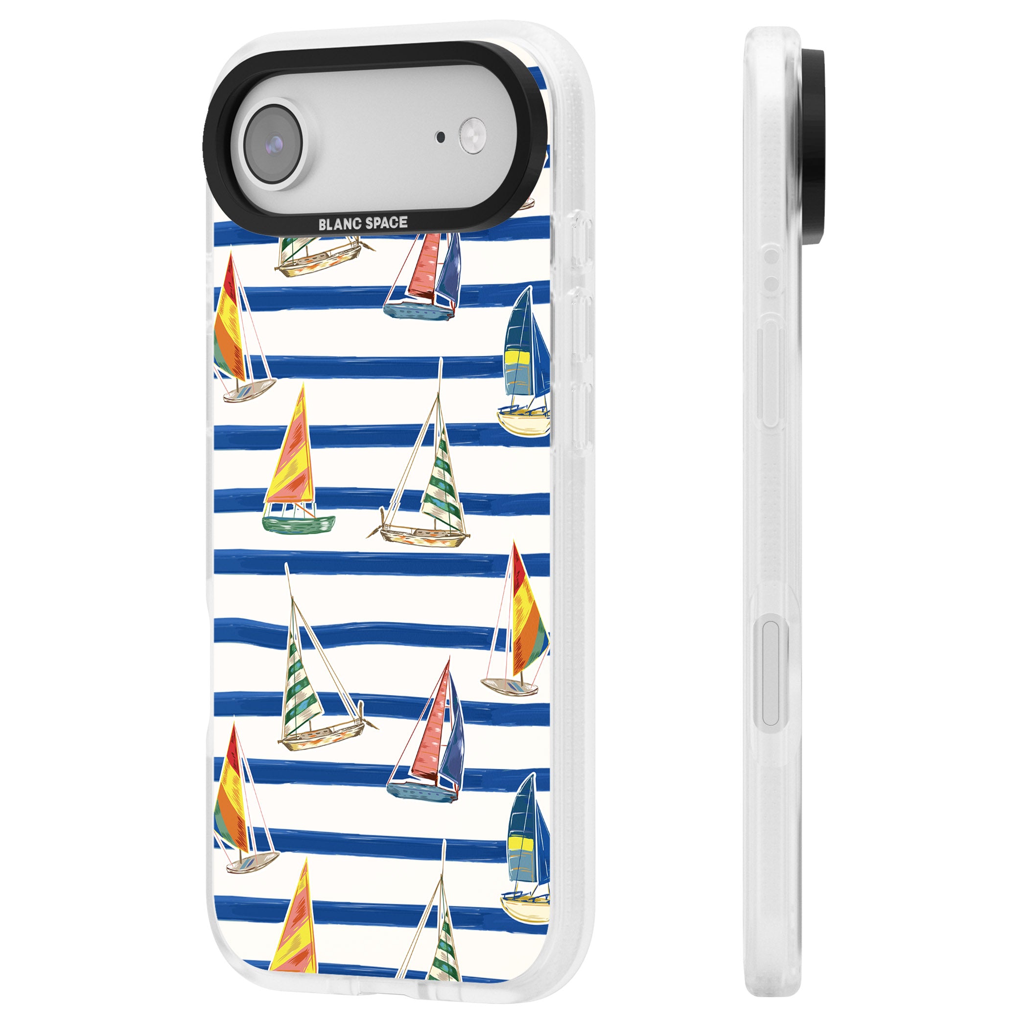 Coastal Sailboats iPhone 17 Air Impact Air Clear Phone Case Side Profile