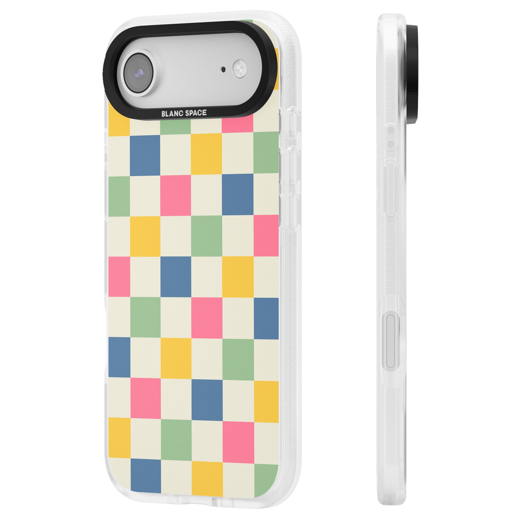 Pastel Multicolor Checkered iPhone 17 Air Impact Air Clear Phone Case Side Profile