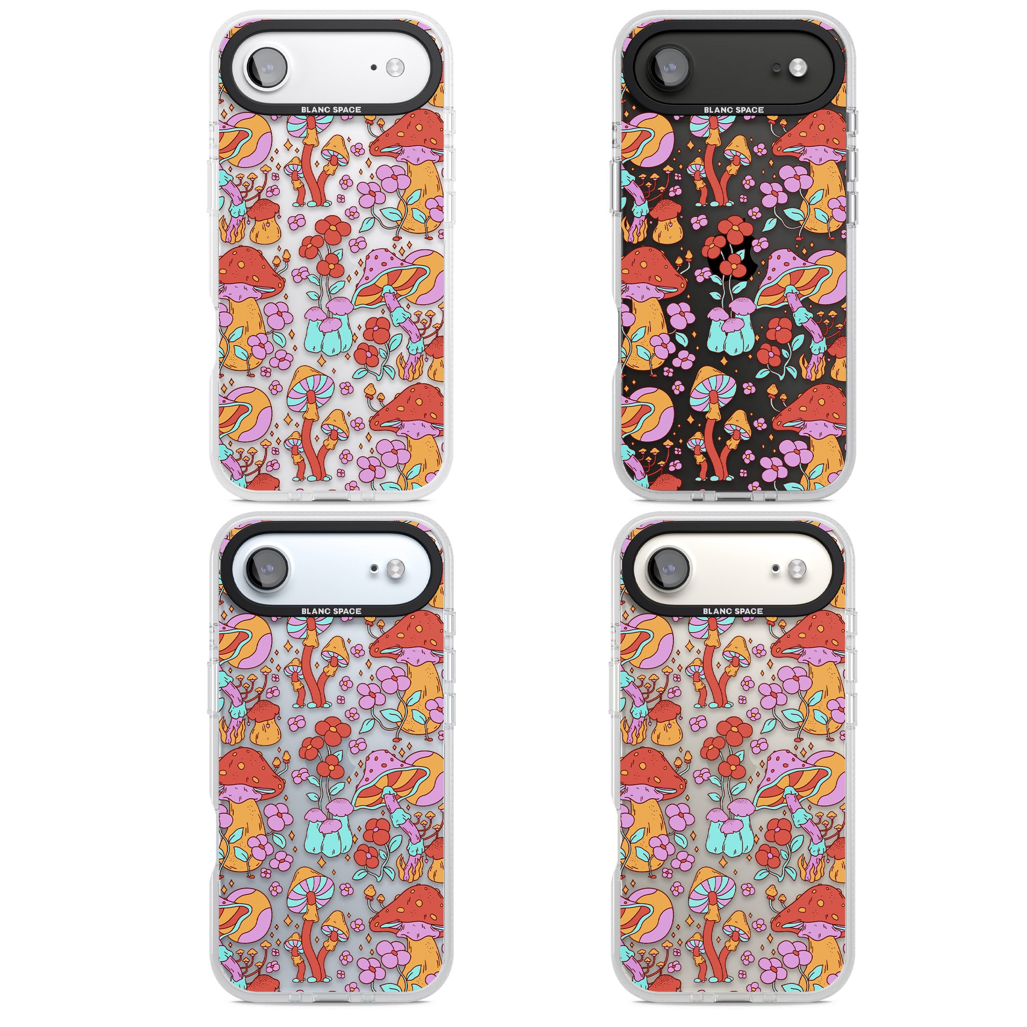 Psychedelic Flowers & Mushrooms iPhone 17 Air Impact Air Clear Phone Case APT Impact Protection