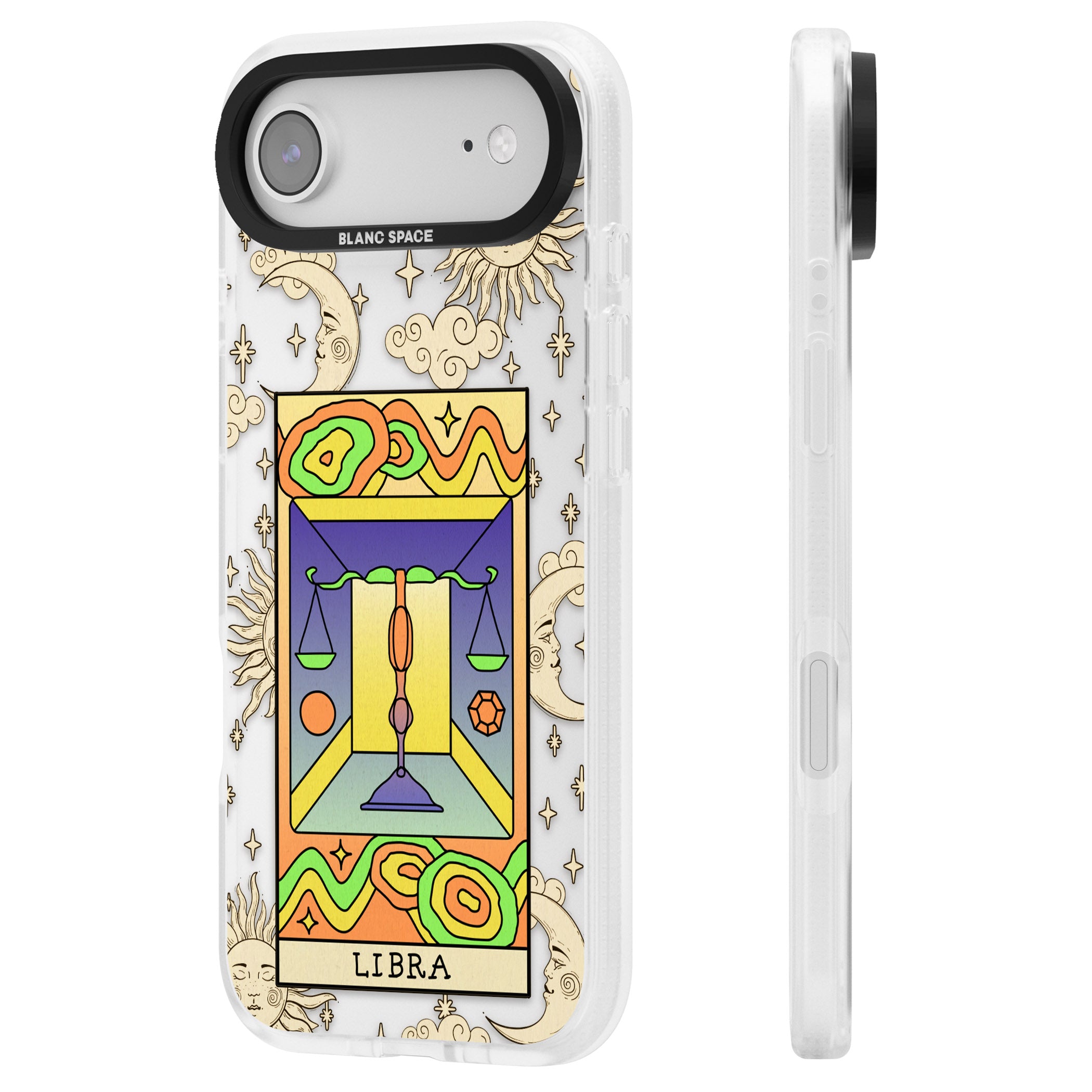 Celestial Zodiac Libra iPhone 17 Air Impact Air Clear Phone Case Side Profile