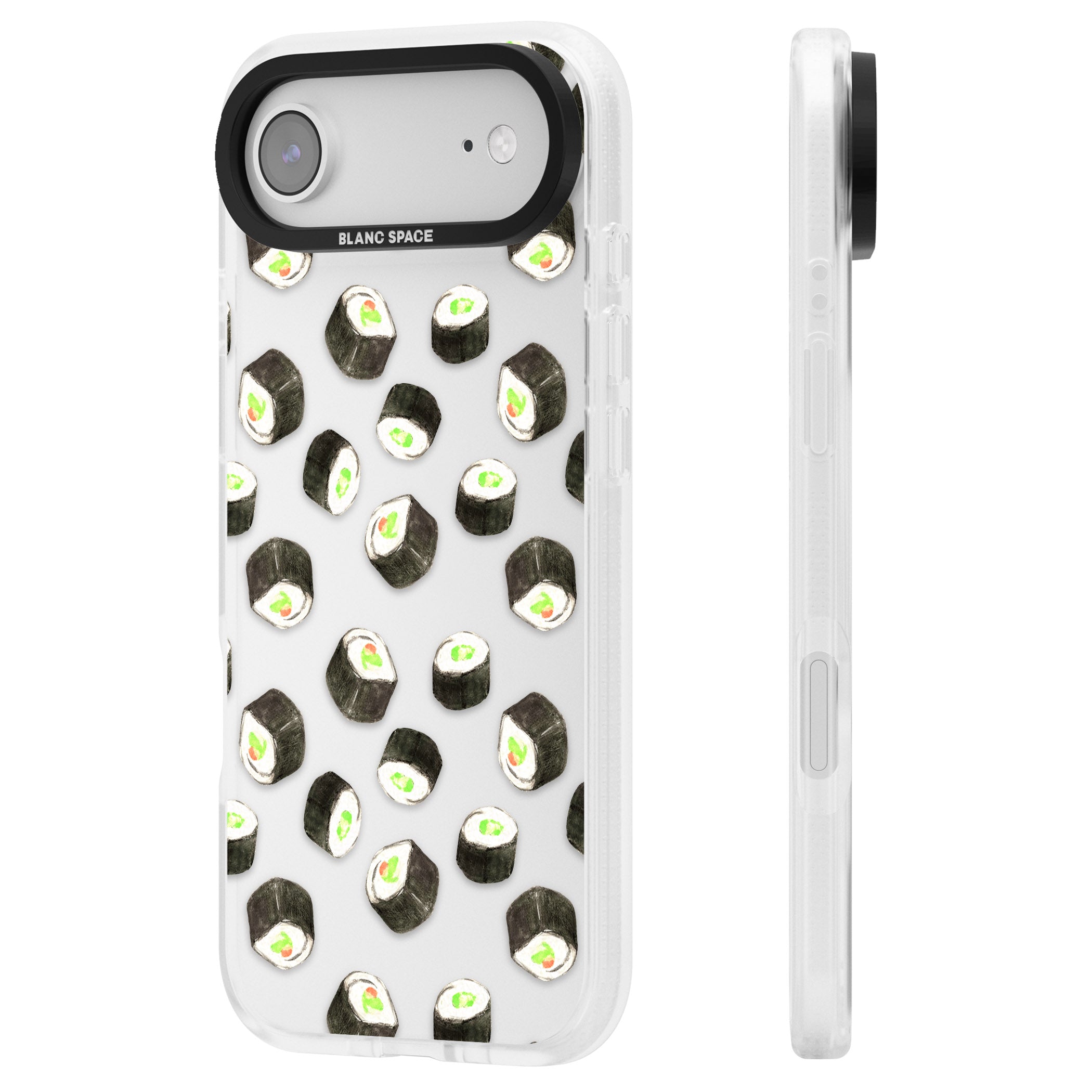 Sushi Pattern iPhone 17 Air Impact Air Clear Phone Case Side Profile