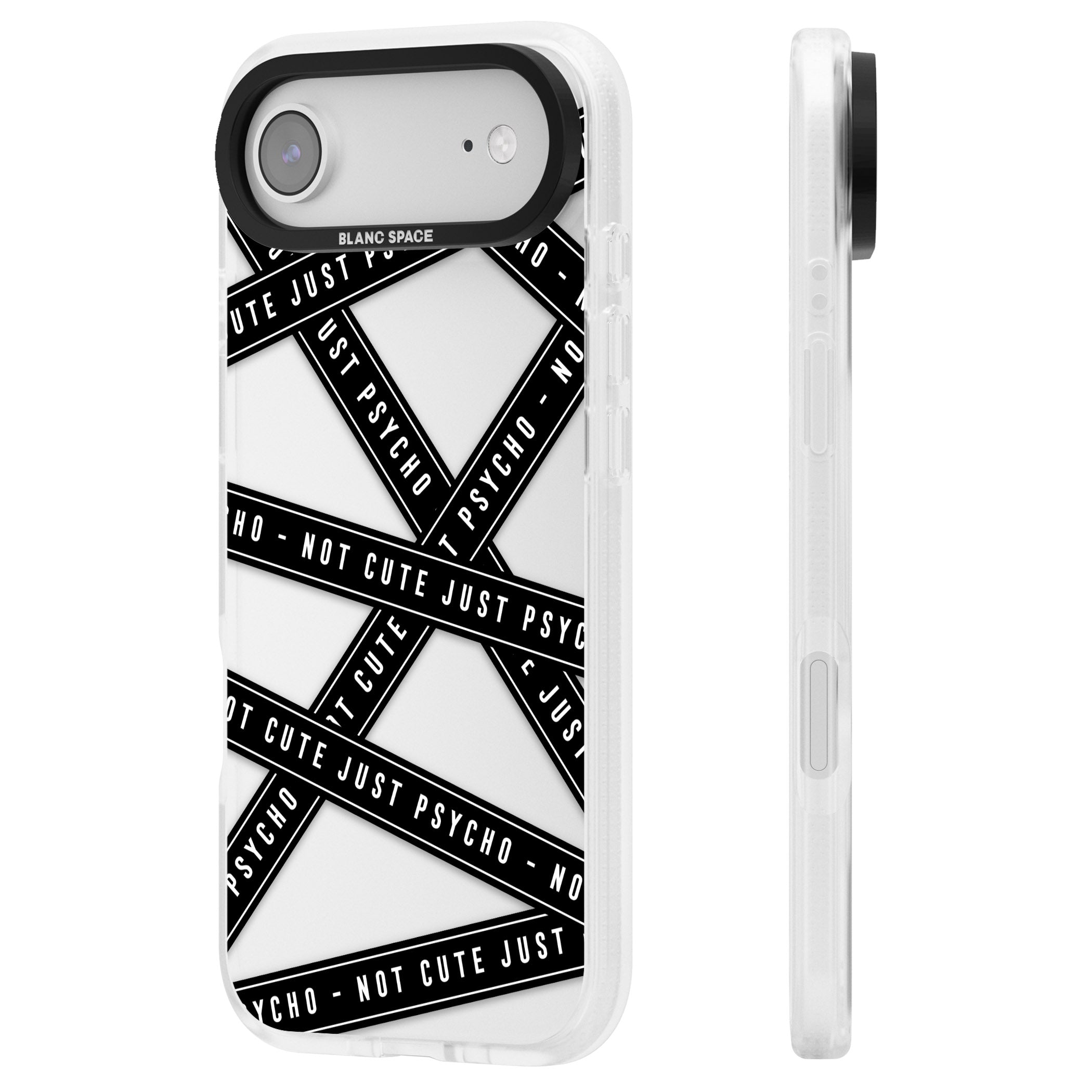 Not Cute Just Psycho iPhone 17 Air Impact Air Clear Phone Case Side Profile