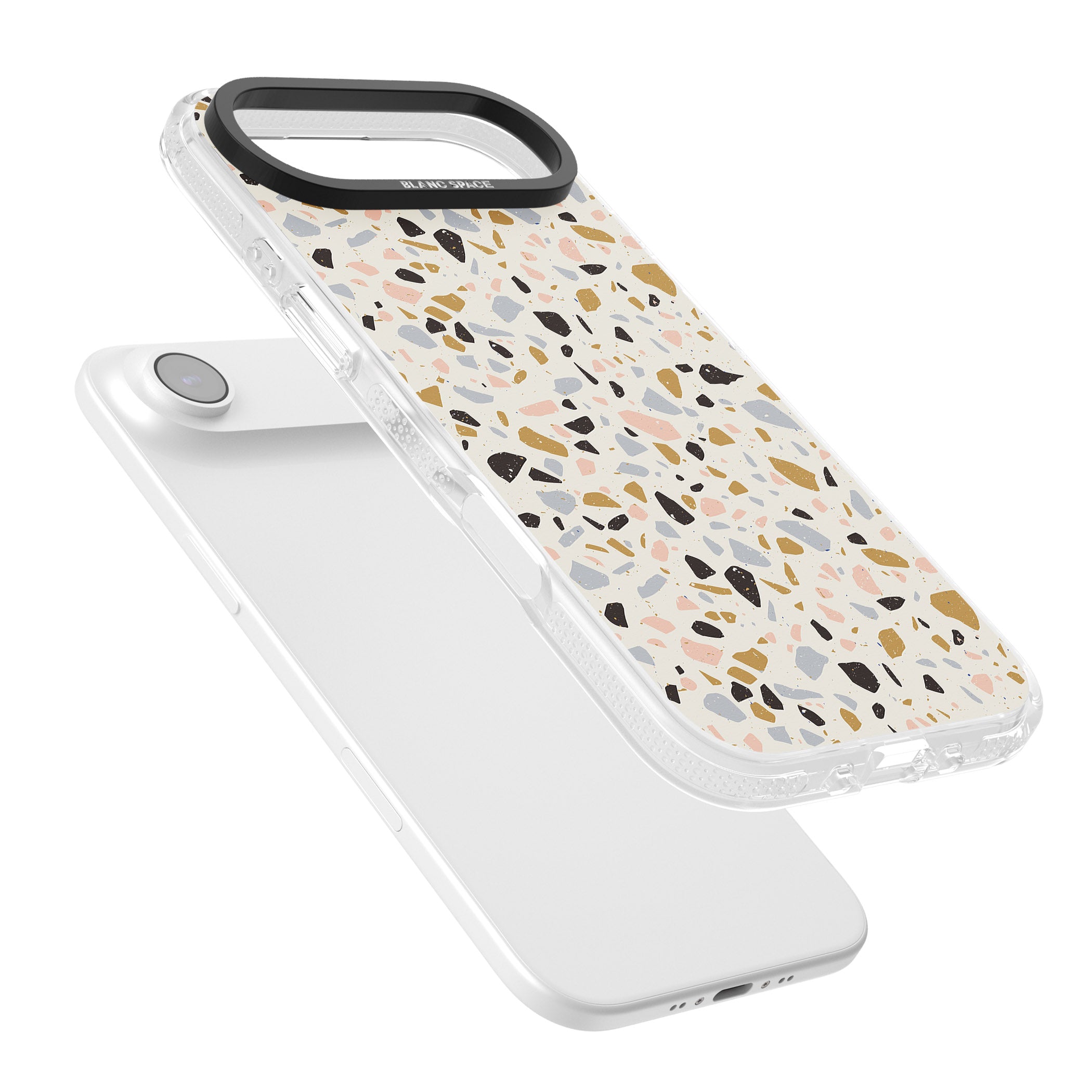 Pale Pink, Blue, & Mocha Terrazzo Pattern iPhone 17 Air Impact Air Clear Phone Case Colours