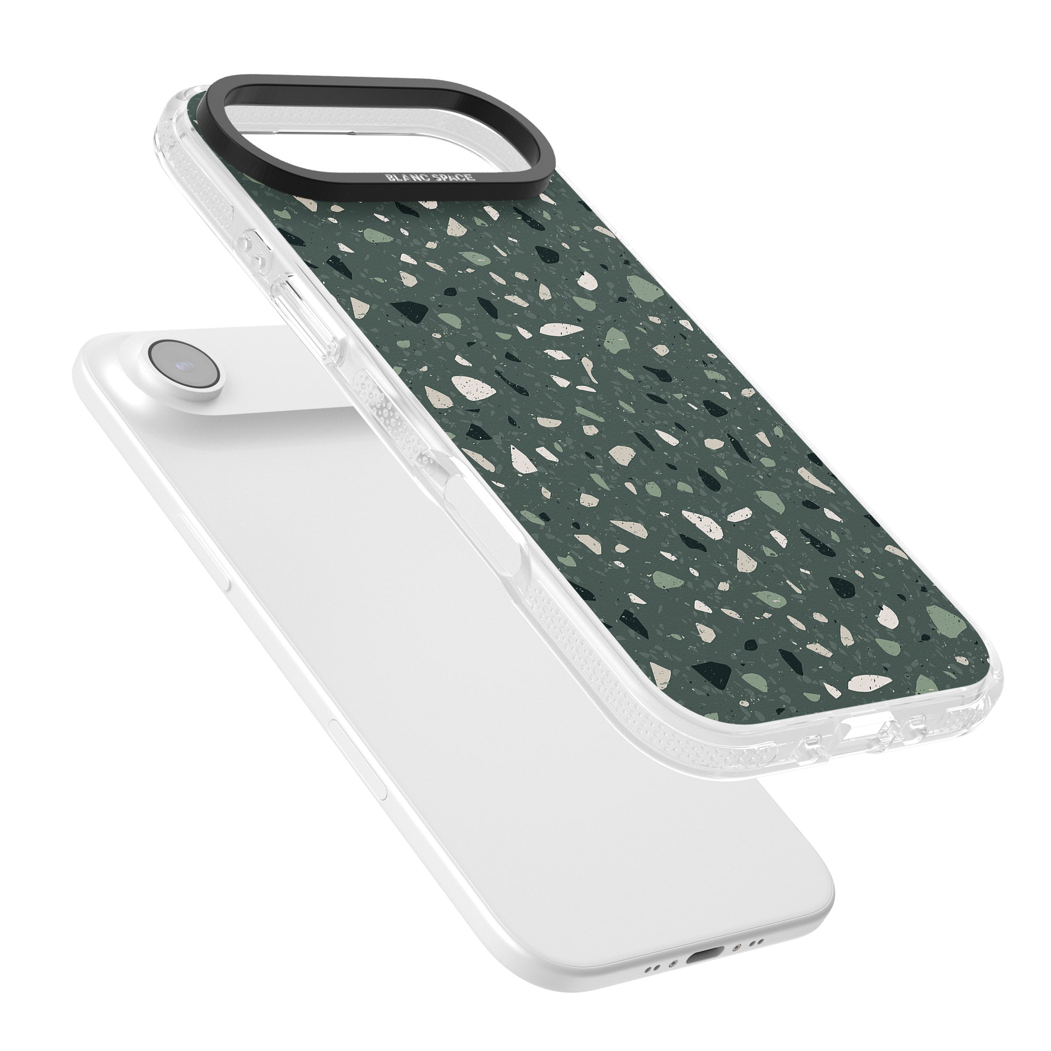 Green & Cream Terrazzo Pattern iPhone 17 Air Impact Air Clear Phone Case Colours