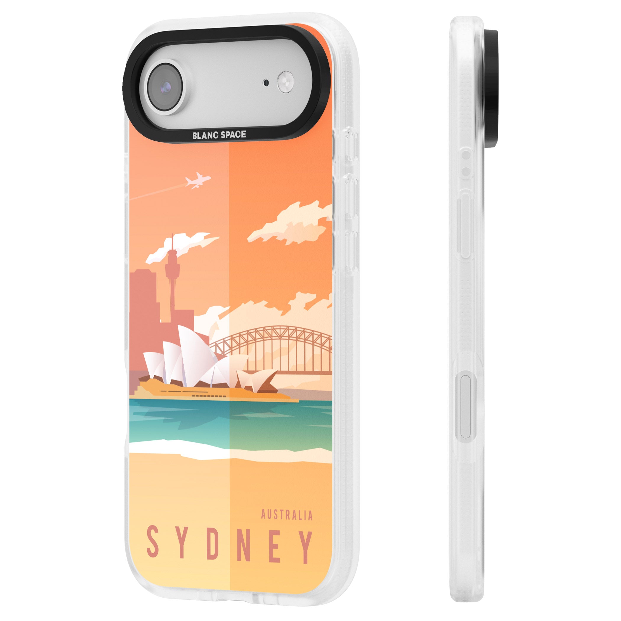 Vintage Travel Poster Sydney iPhone 17 Air Impact Air Clear Phone Case Side Profile