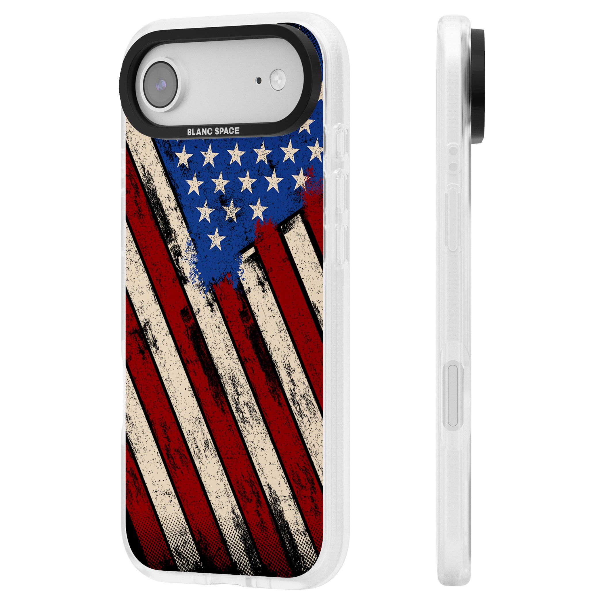 Distressed Us Flag iPhone 17 Air Impact Air Clear Phone Case Side Profile