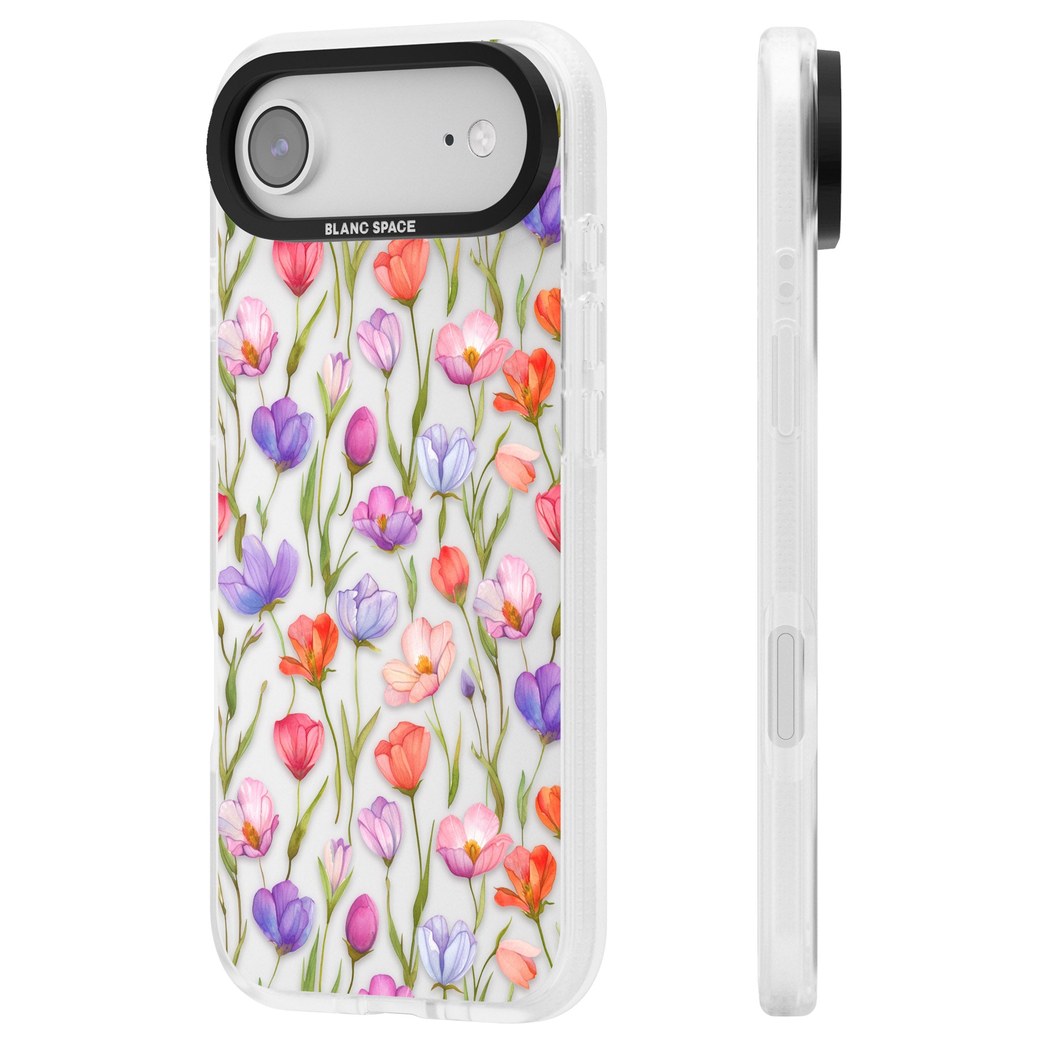 Red, Pink & Purple Flowers iPhone 17 Air Impact Air Clear Phone Case Side Profile
