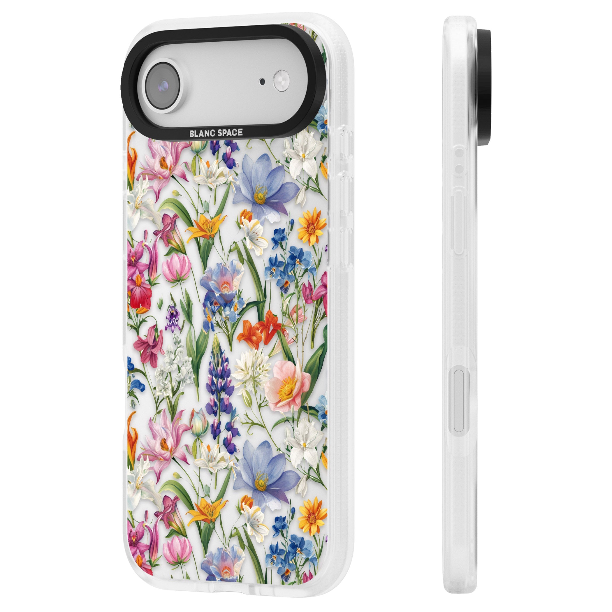 Vintage Wildflowers iPhone 17 Air Impact Air Clear Phone Case Side Profile