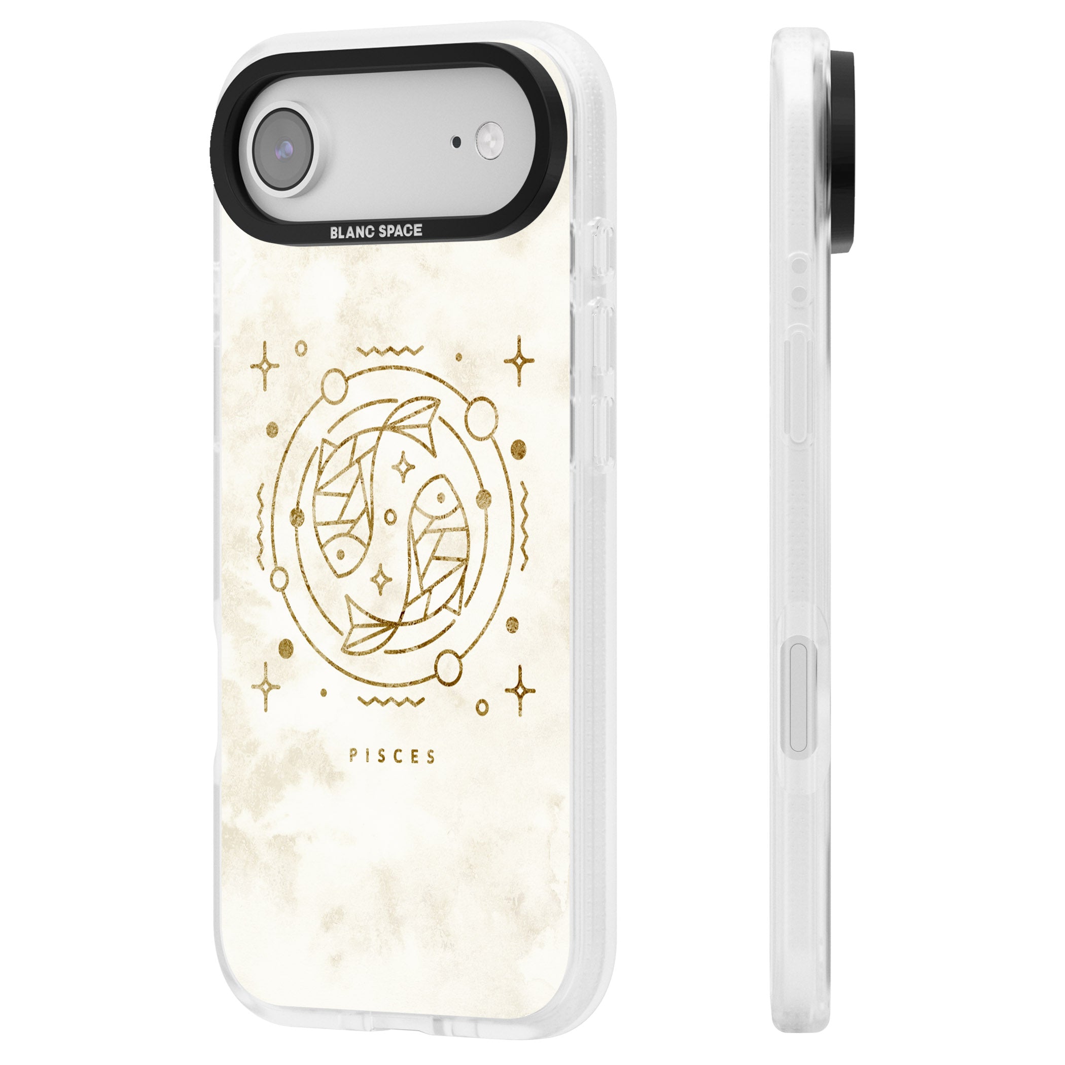 Pisces Emblem iPhone 17 Air Impact Air Clear Phone Case Side Profile