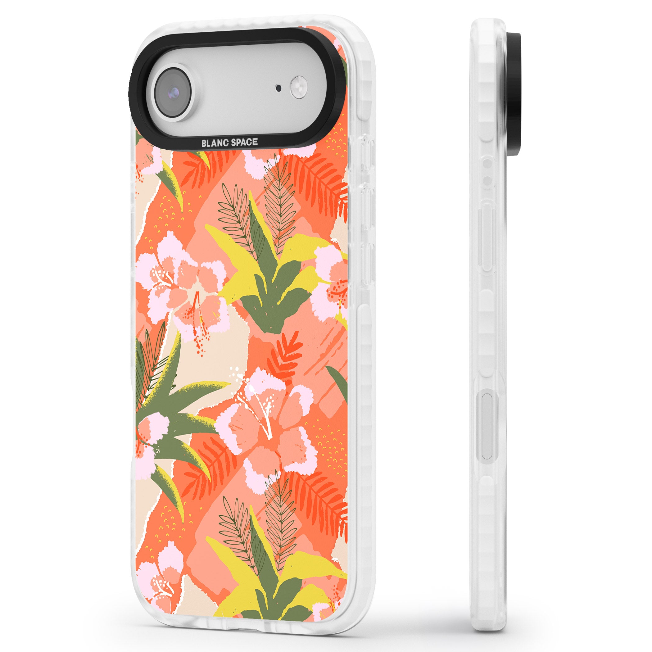 Hawaiian Flowers Abstract Pattern iPhone 17 Air Impact Clear Phone Case Side Profile