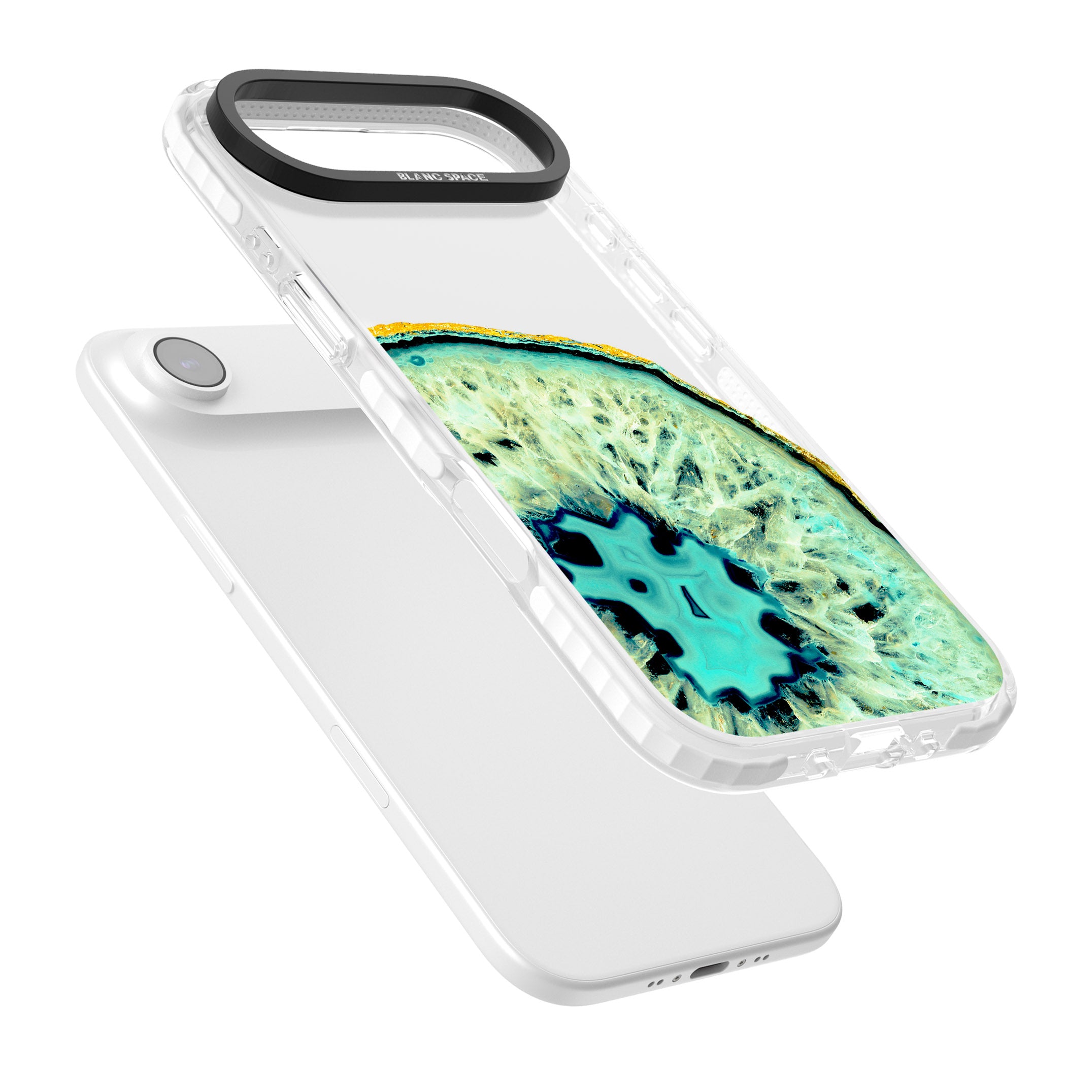 Turquoise Geode Crystal iPhone 17 Air Impact Clear Phone Case Colours