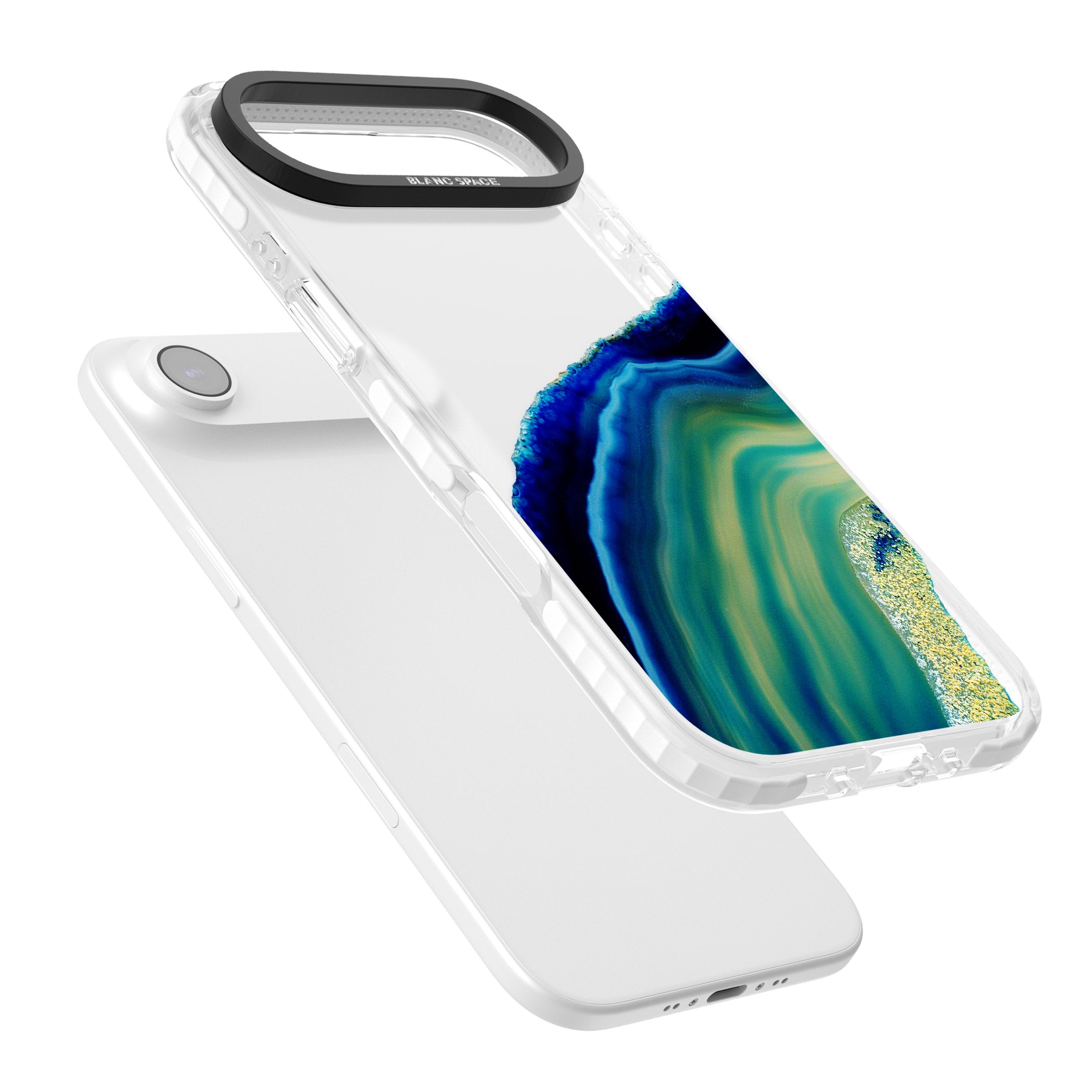 Green & Blue Emerald Geode iPhone 17 Air Impact Clear Phone Case Colours