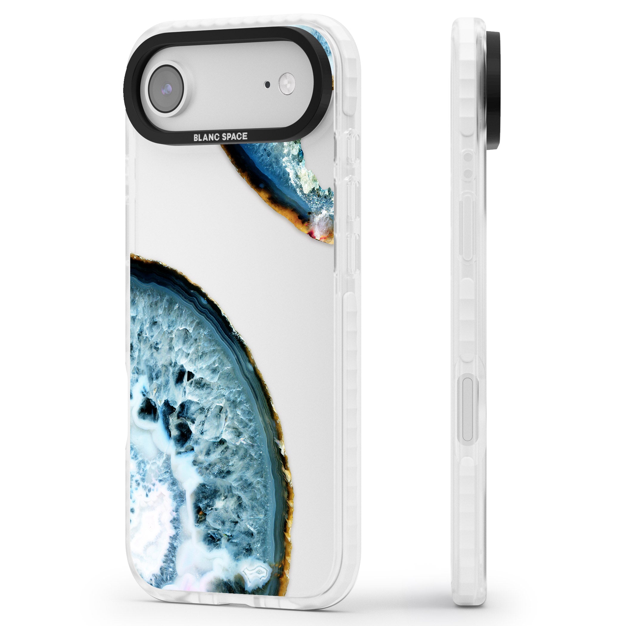 Blue Agate Slice iPhone 17 Air Impact Clear Phone Case Side Profile