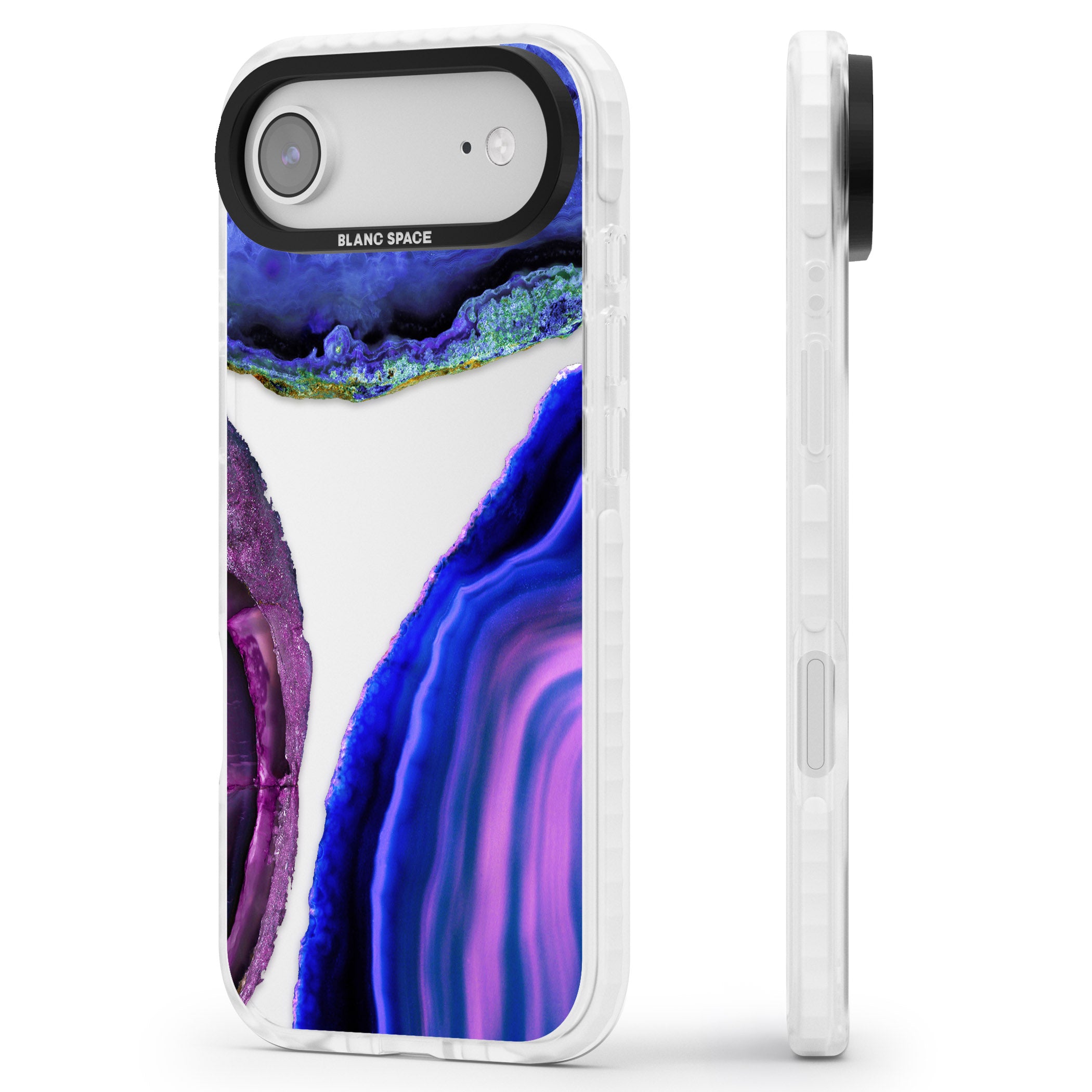 Violet Agate Slice iPhone 17 Air Impact Clear Phone Case Side Profile