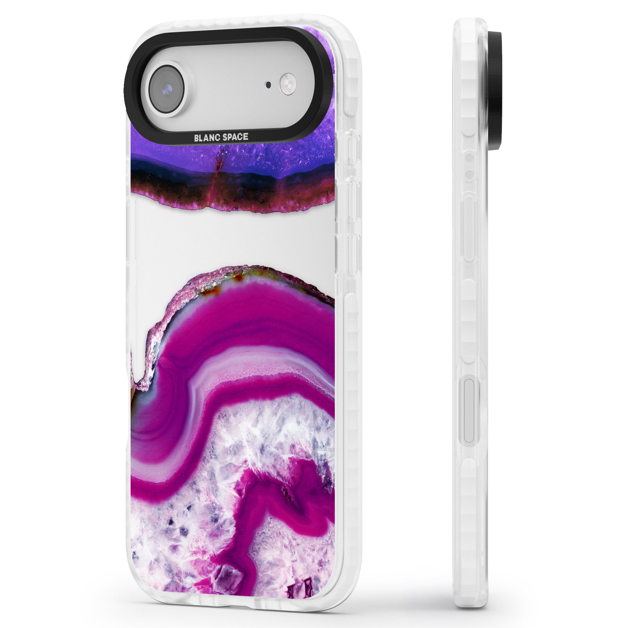 Amethyst Crystal Slice iPhone 17 Air Impact Clear Phone Case Side Profile