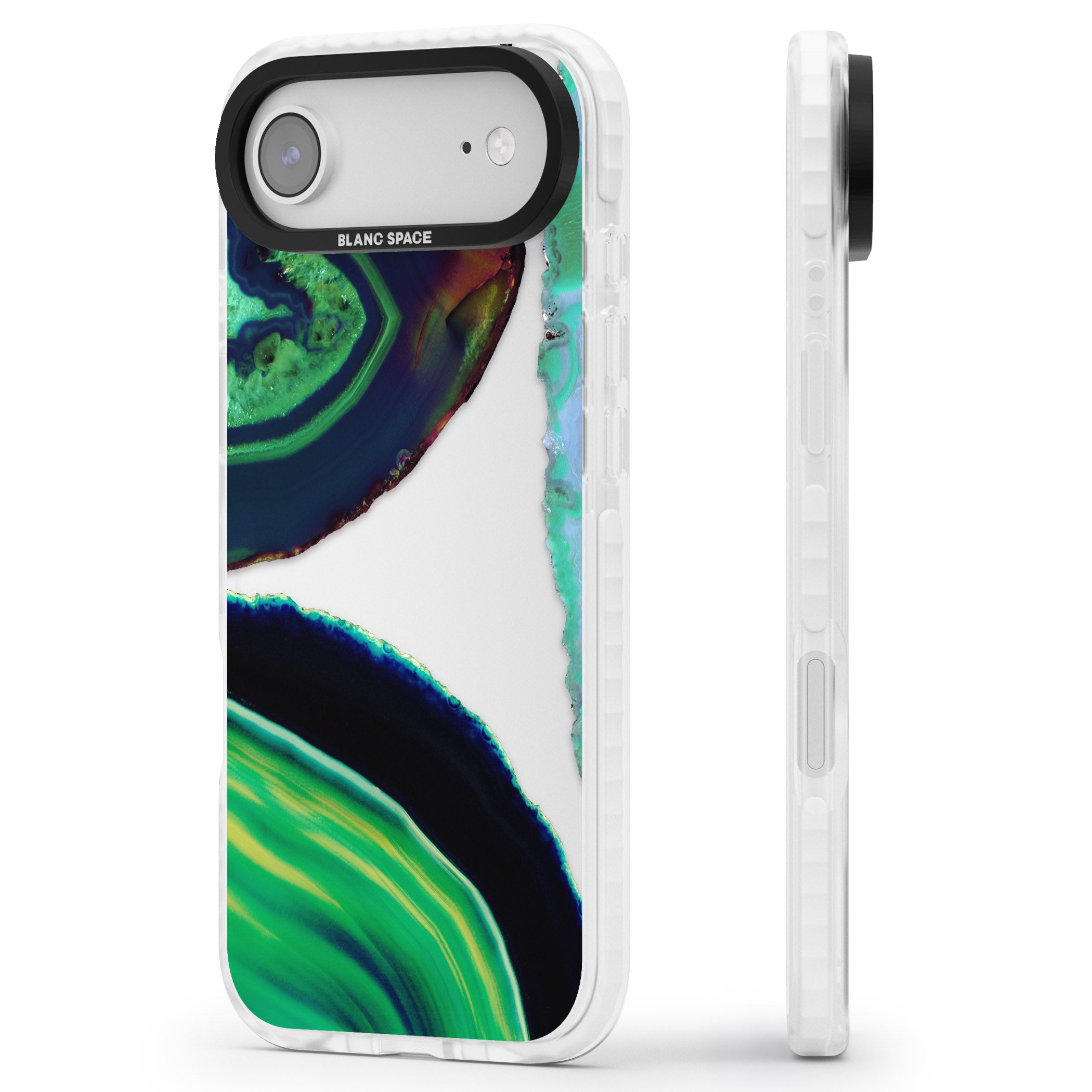 Green Geode Glow iPhone 17 Air Impact Clear Phone Case Side Profile