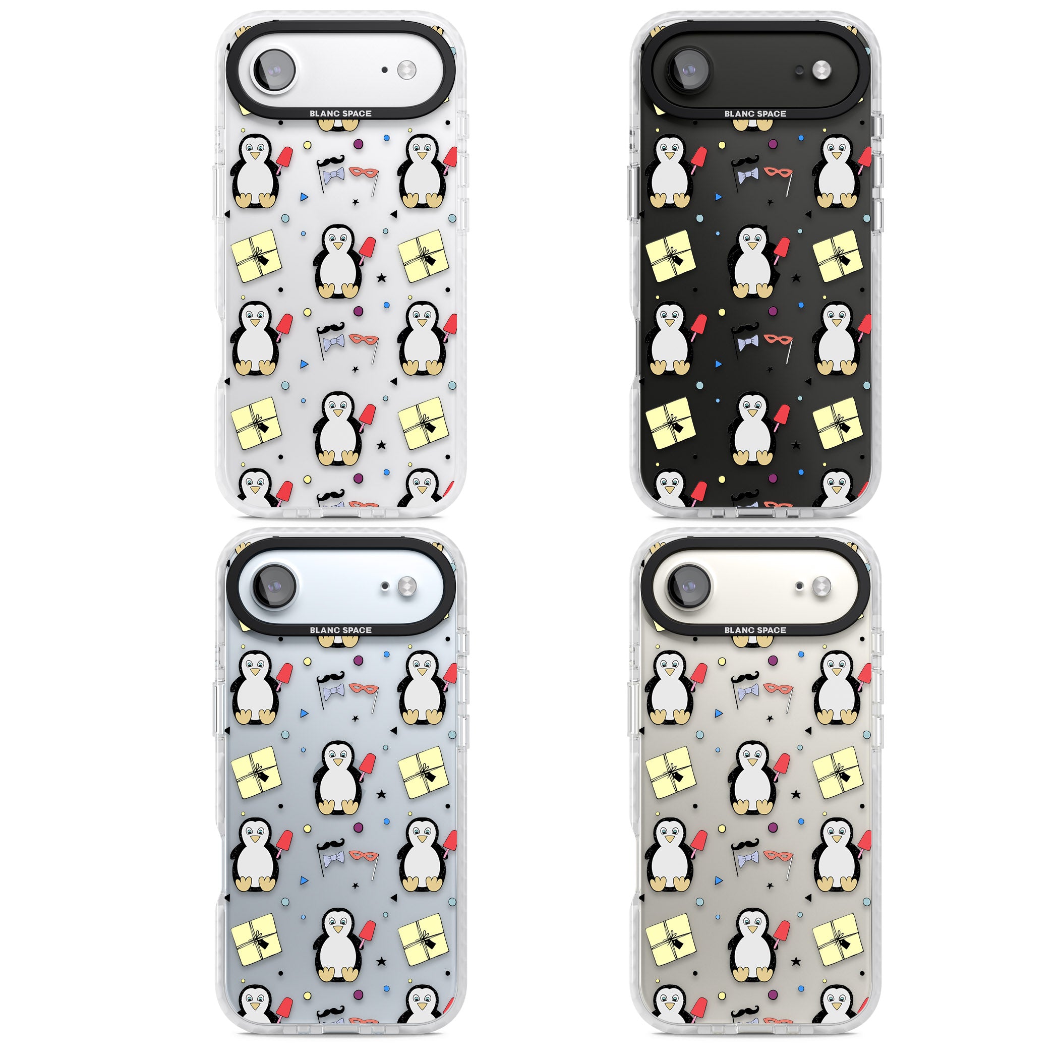 Cute Penguin Pattern Clear iPhone 17 Air Impact Clear Phone Case APT Impact Protection