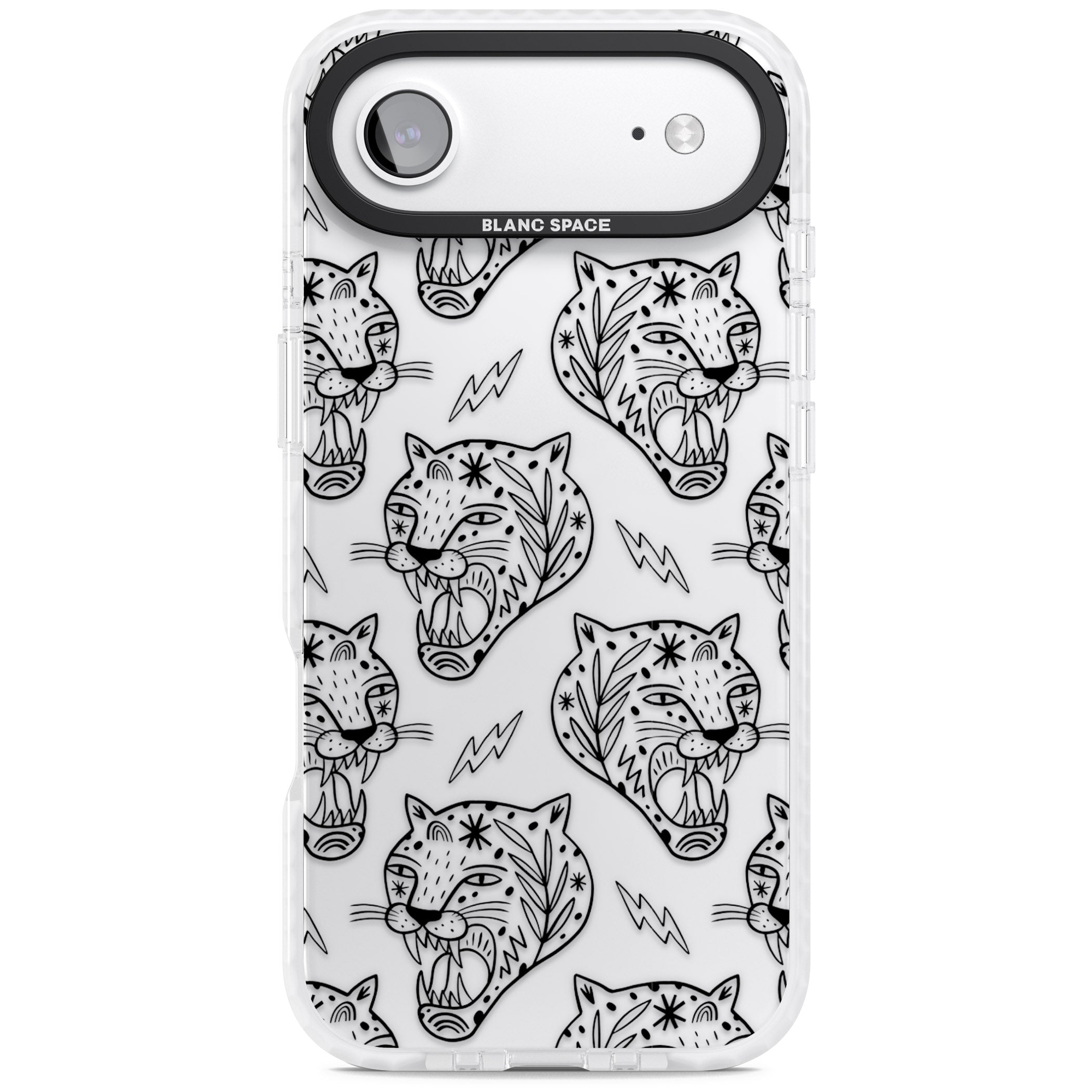 Black Tiger Roar Pattern iPhone 17 Air Impact Clear Phone Case