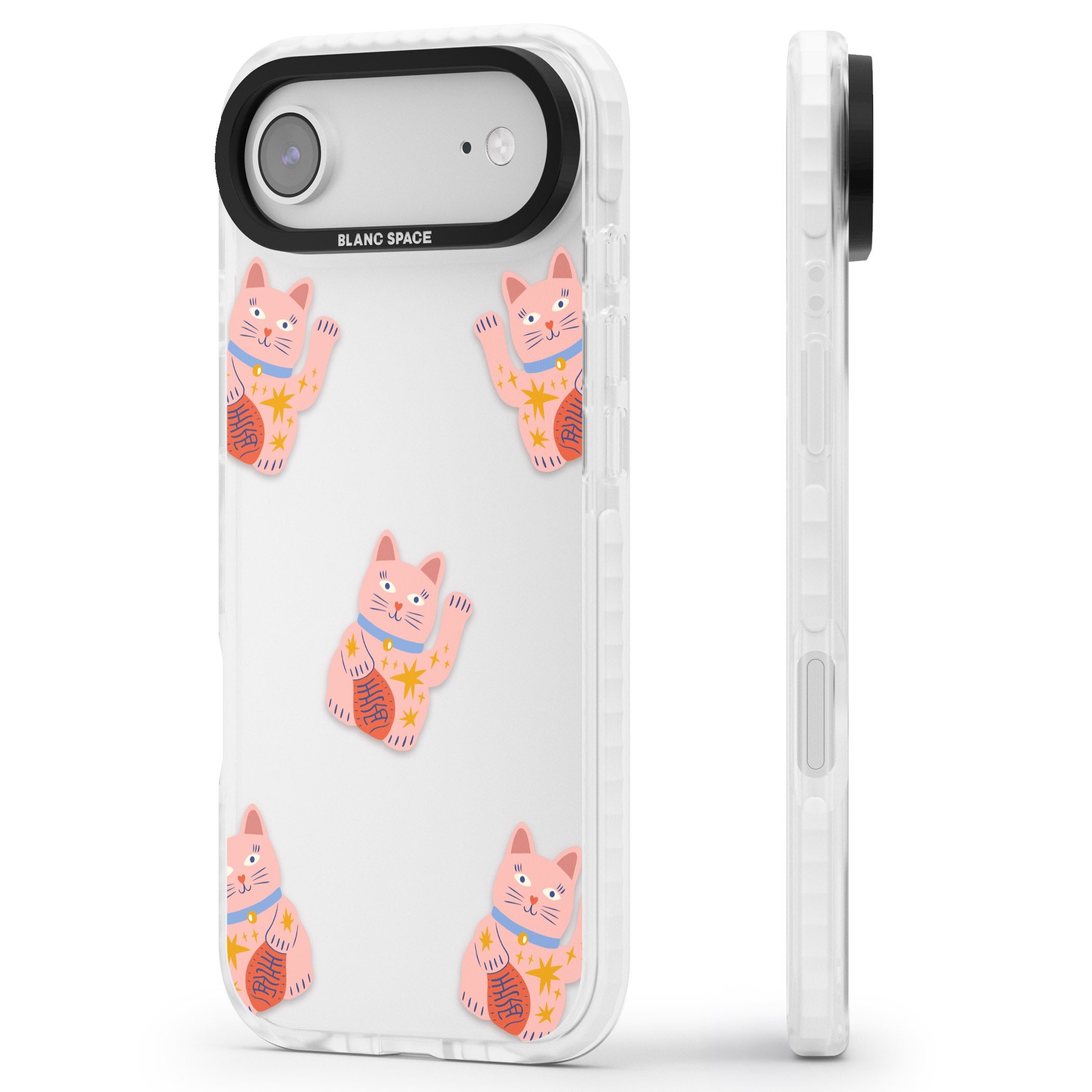 Waving Cat Pattern iPhone 17 Air Impact Clear Phone Case Side Profile