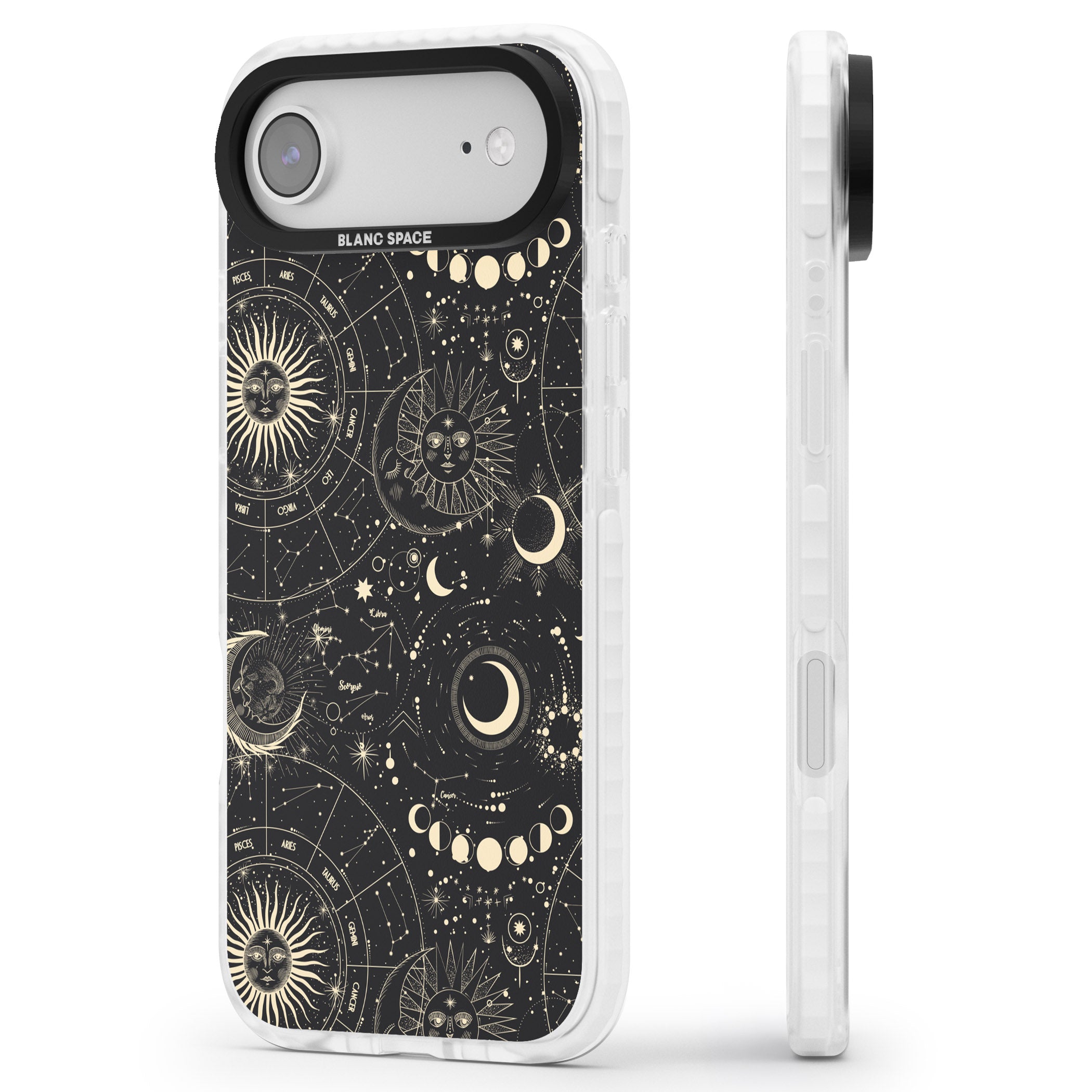 Celestial Suns, Moons & Zodiacs iPhone 17 Air Impact Clear Phone Case Side Profile