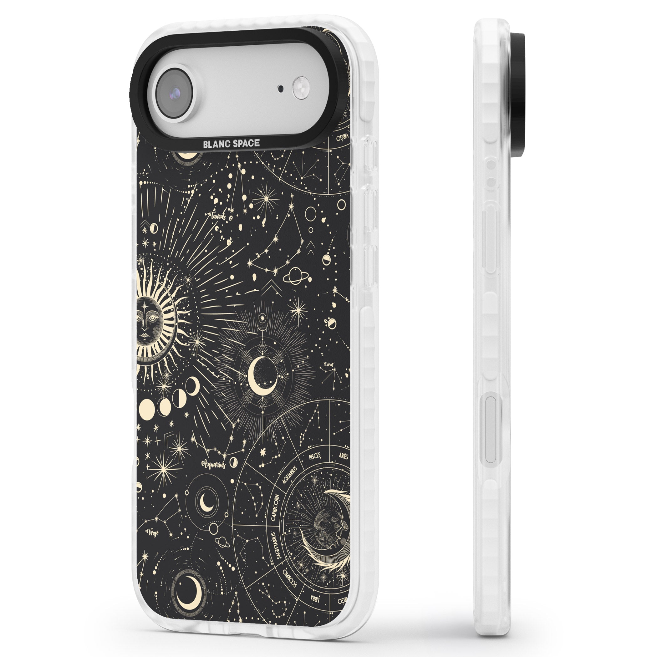 Suns & Zodiac Celestial Chart iPhone 17 Air Impact Clear Phone Case Side Profile