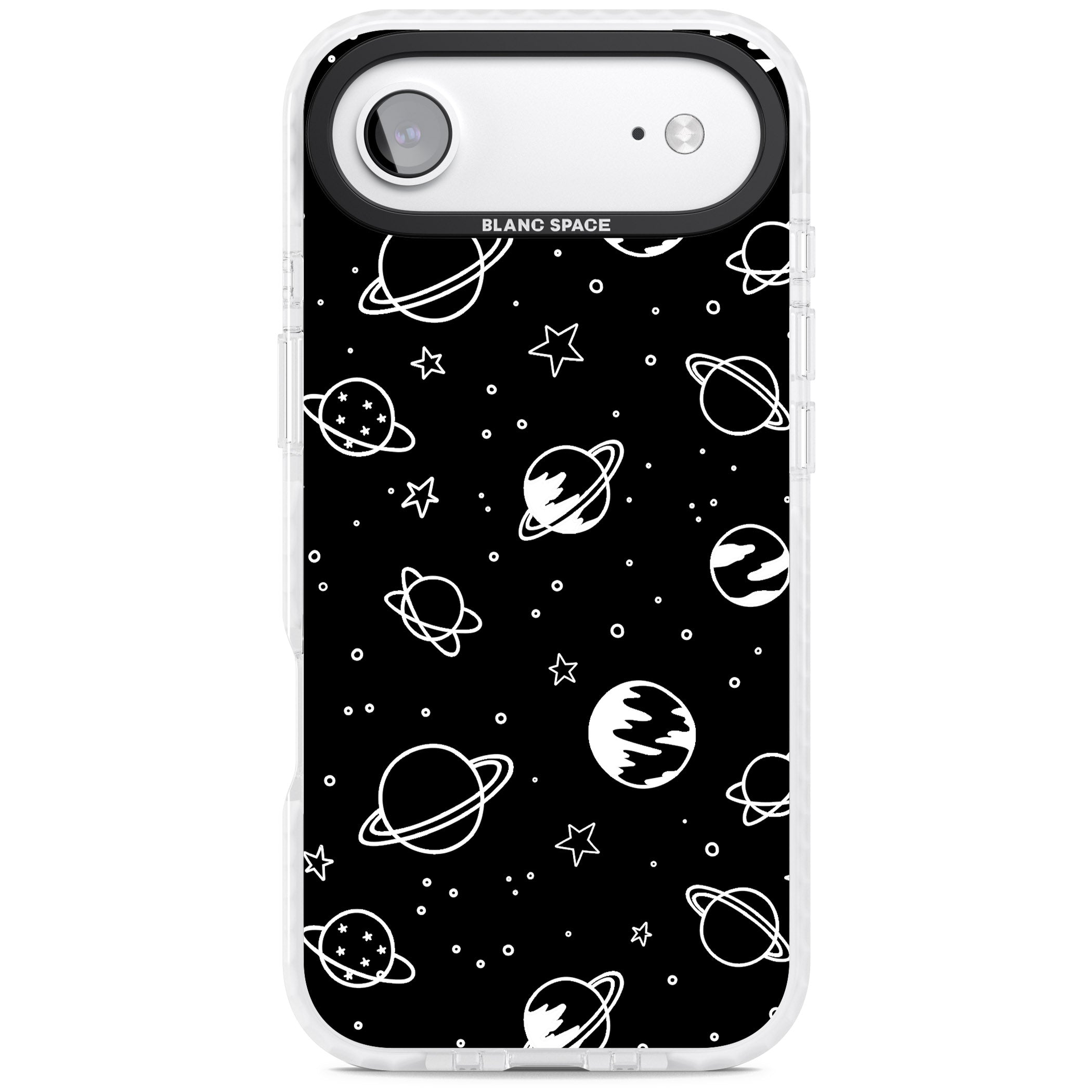 Cosmic Sketch White Black iPhone 17 Air Impact Clear Phone Case