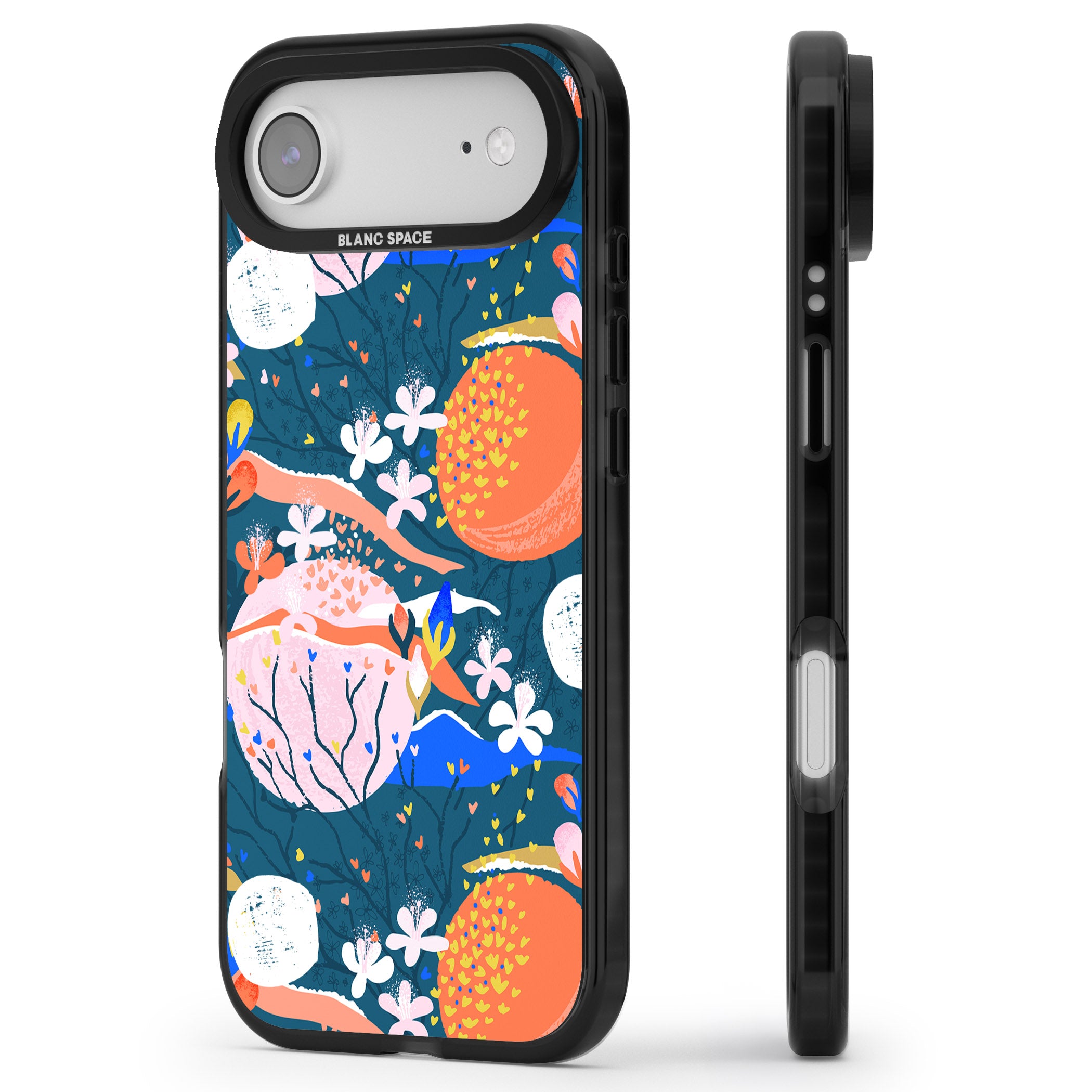 Vibrant Coral Pattern iPhone 17 Air Impact Black Phone Case Side Profile
