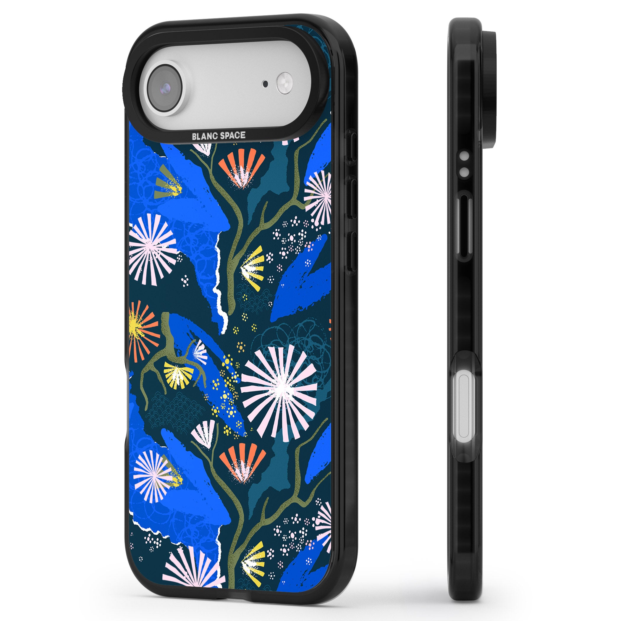 Dark Botanicals Abstract Pattern iPhone 17 Air Impact Black Phone Case Side Profile