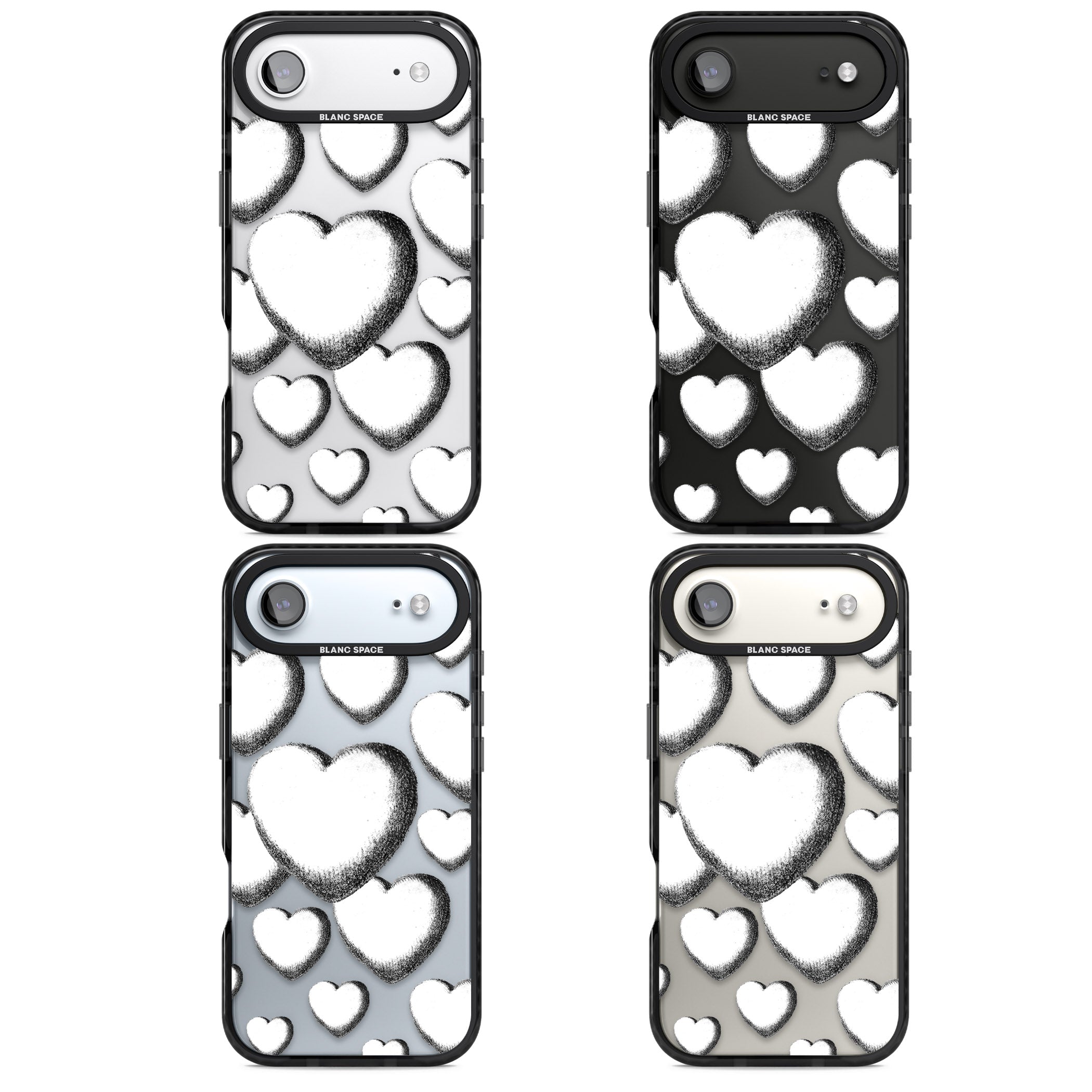 Hand Drawn Hearts iPhone 17 Air Impact Black Phone Case APT Impact Protection