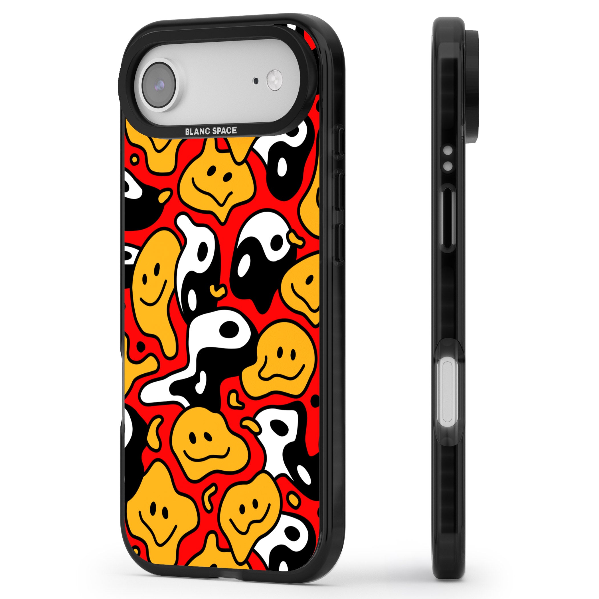 Yin Yang Acid Face iPhone 17 Air Impact Black Phone Case Side Profile