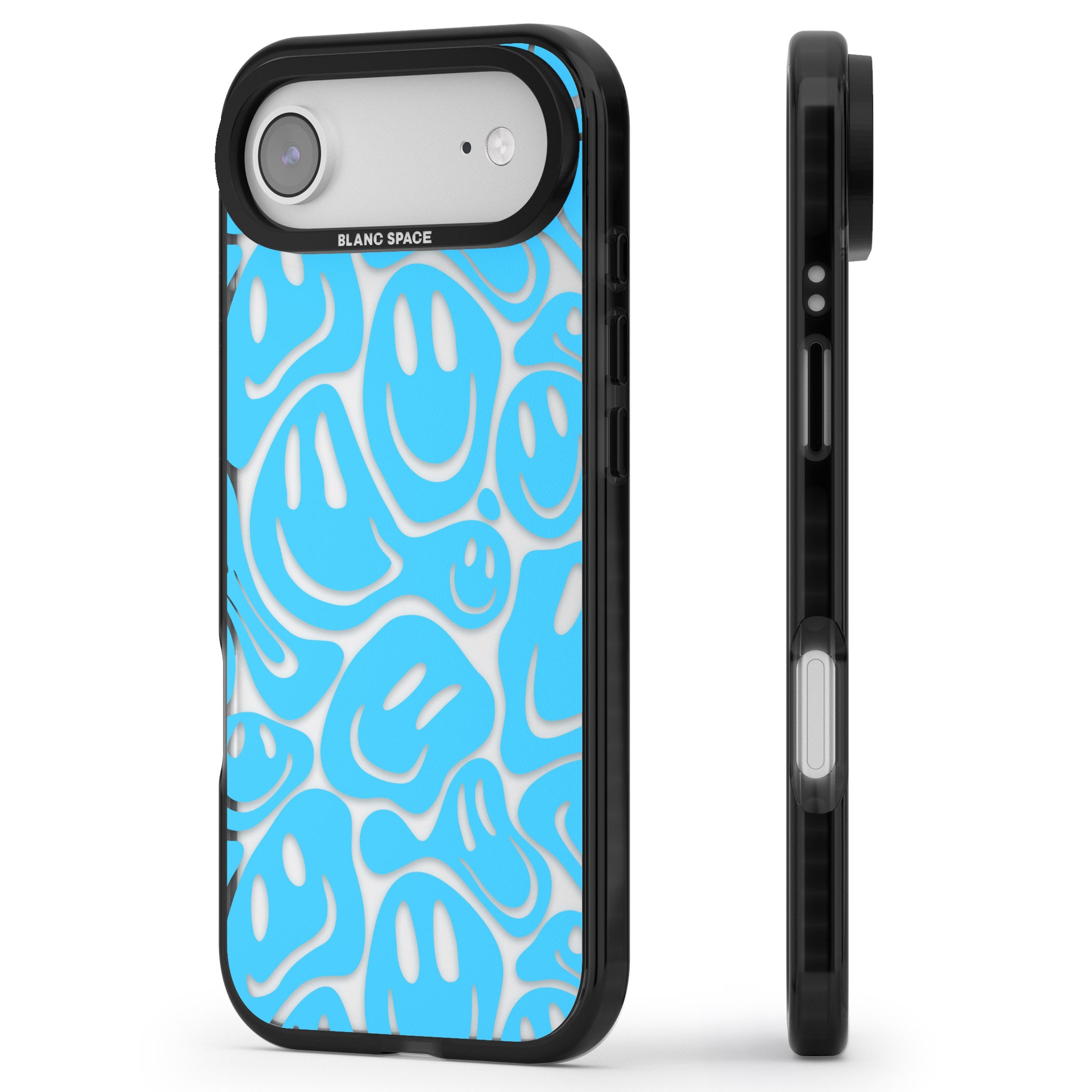 Blue Acid Faces iPhone 17 Air Impact Black Phone Case Side Profile