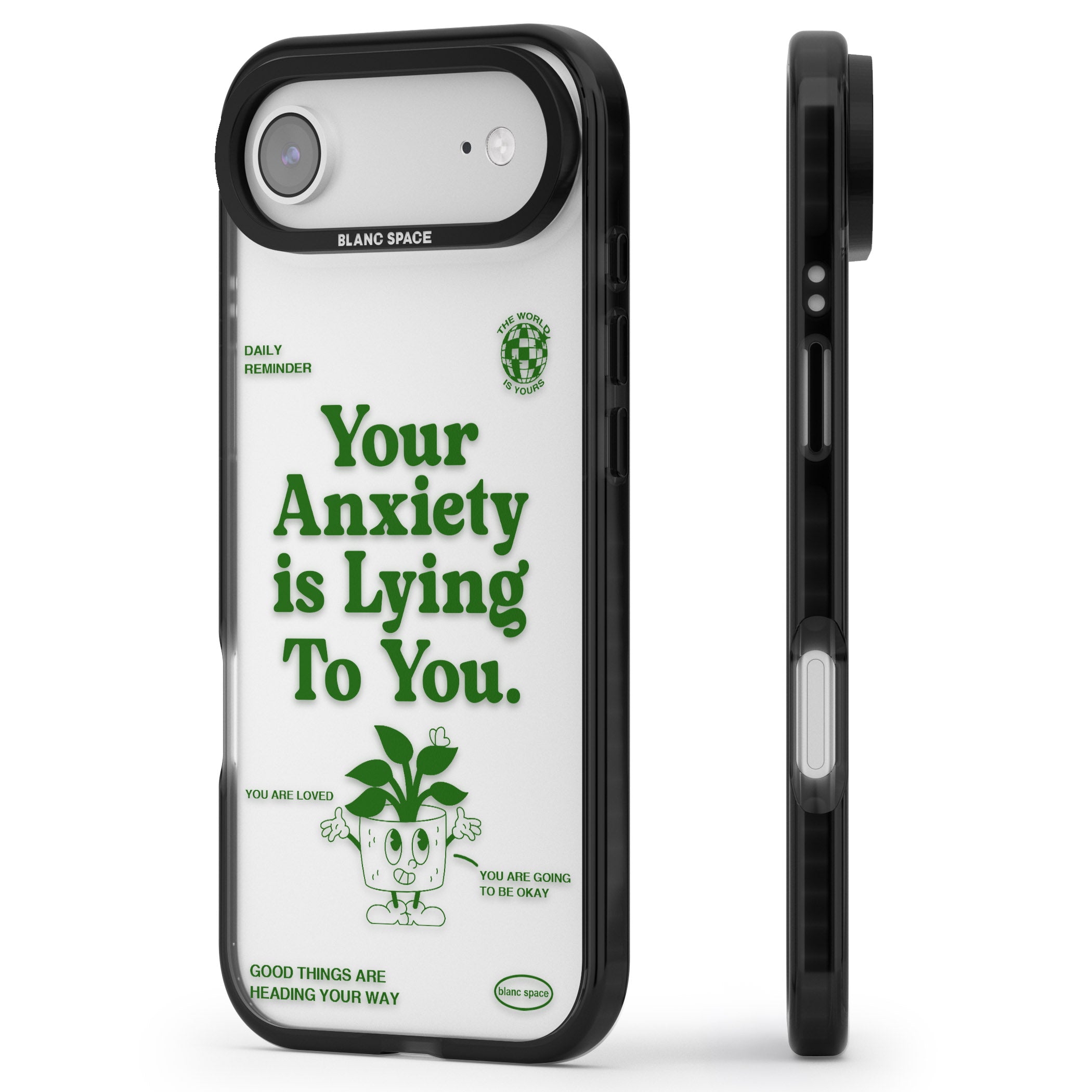 Your Anxiety Is Lying To You iPhone 17 Air Impact Black Phone Case Side Profile