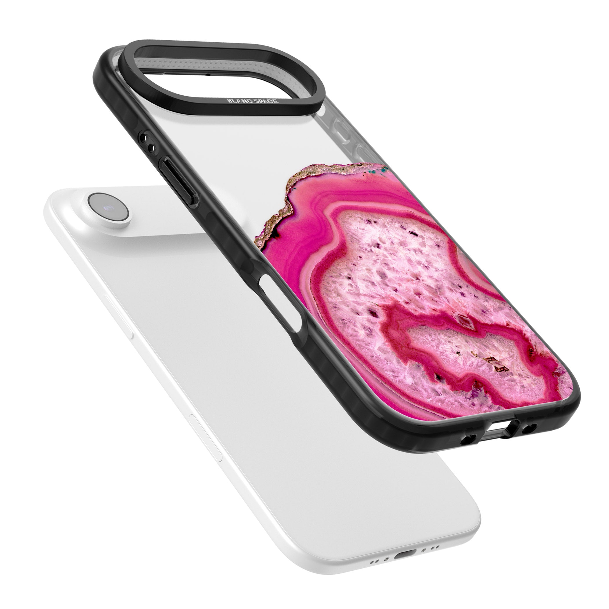 Pink Geode Crystal iPhone 17 Air Impact Black Phone Case Colours