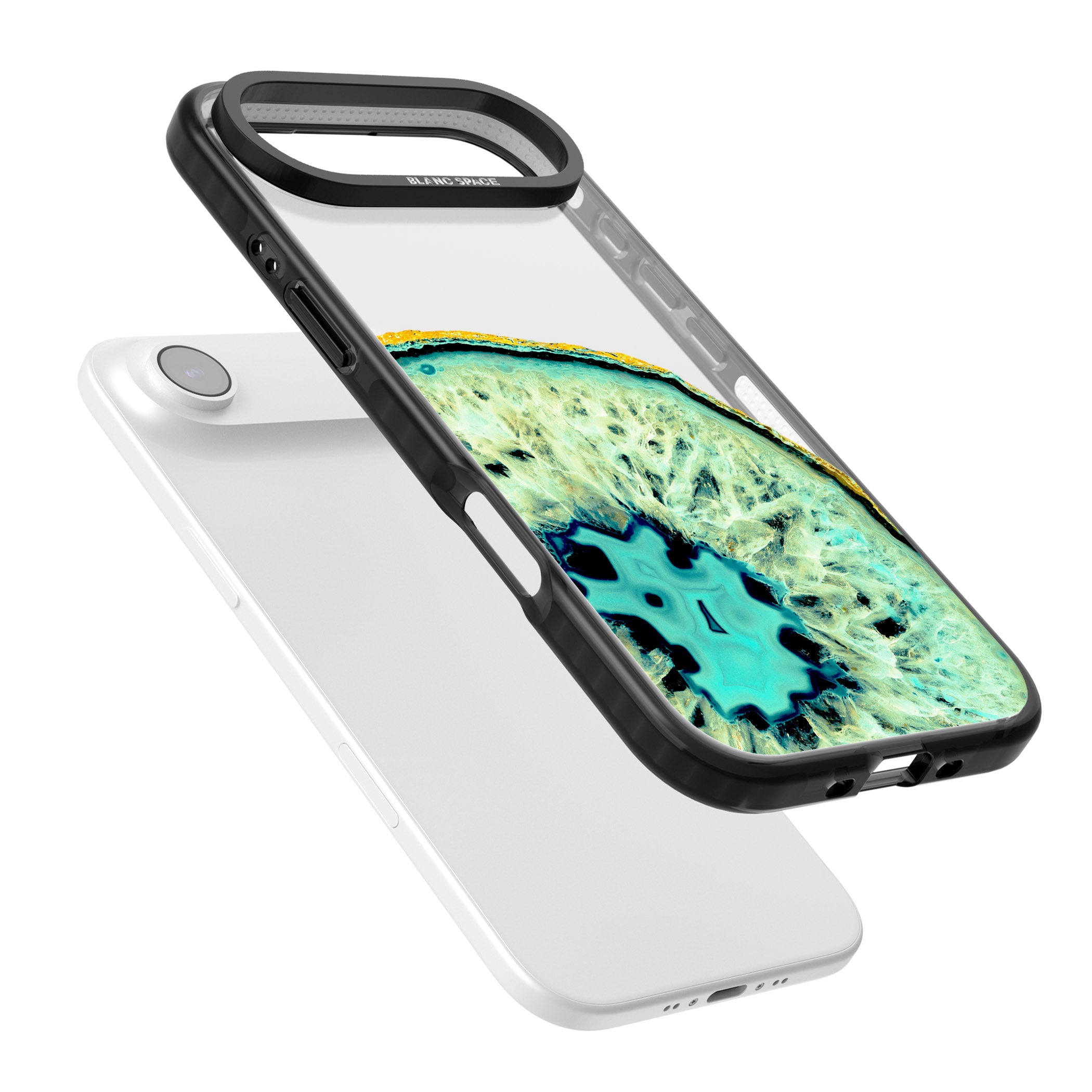 Turquoise Geode Crystal iPhone 17 Air Impact Black Phone Case Colours