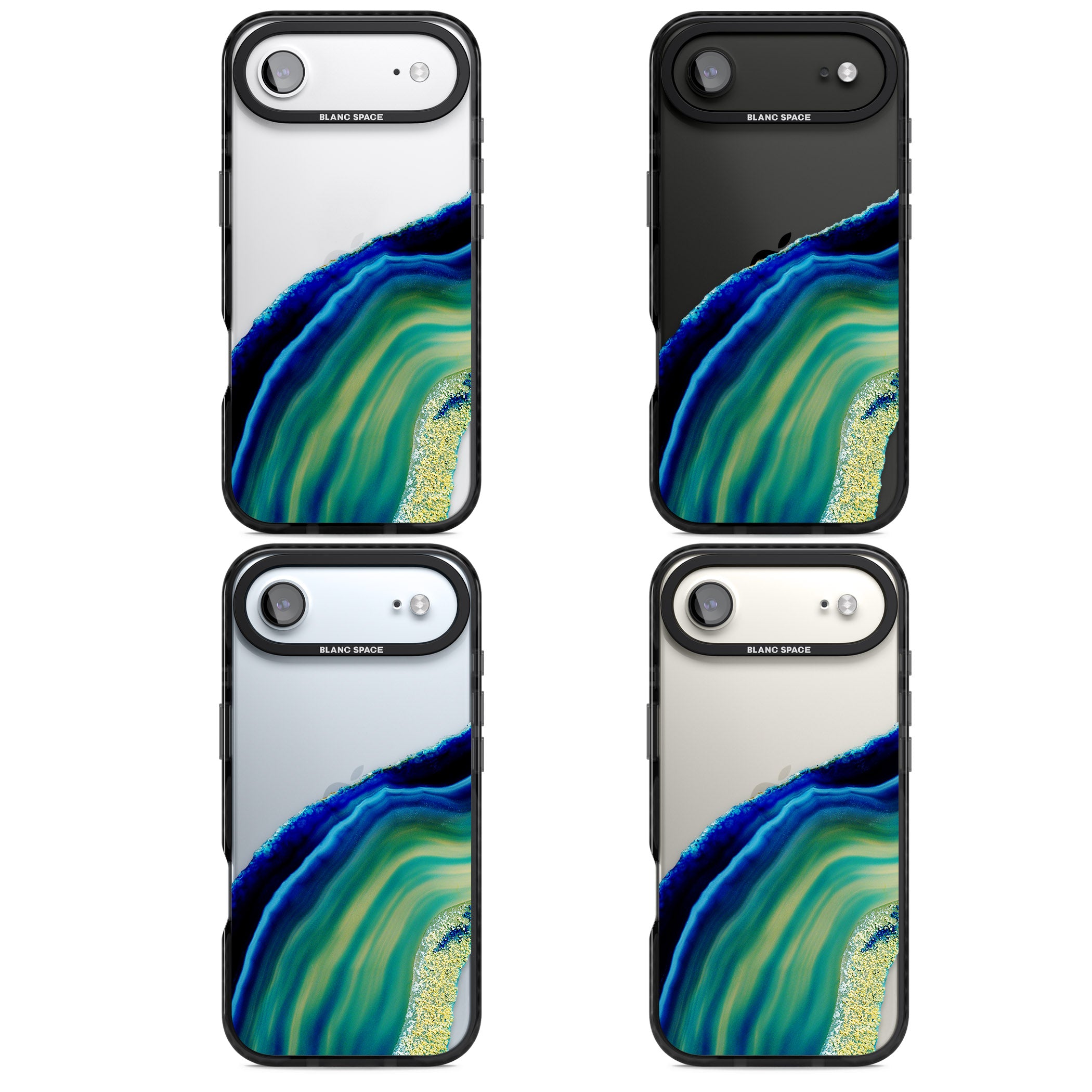 Green & Blue Emerald Geode iPhone 17 Air Impact Black Phone Case APT Impact Protection